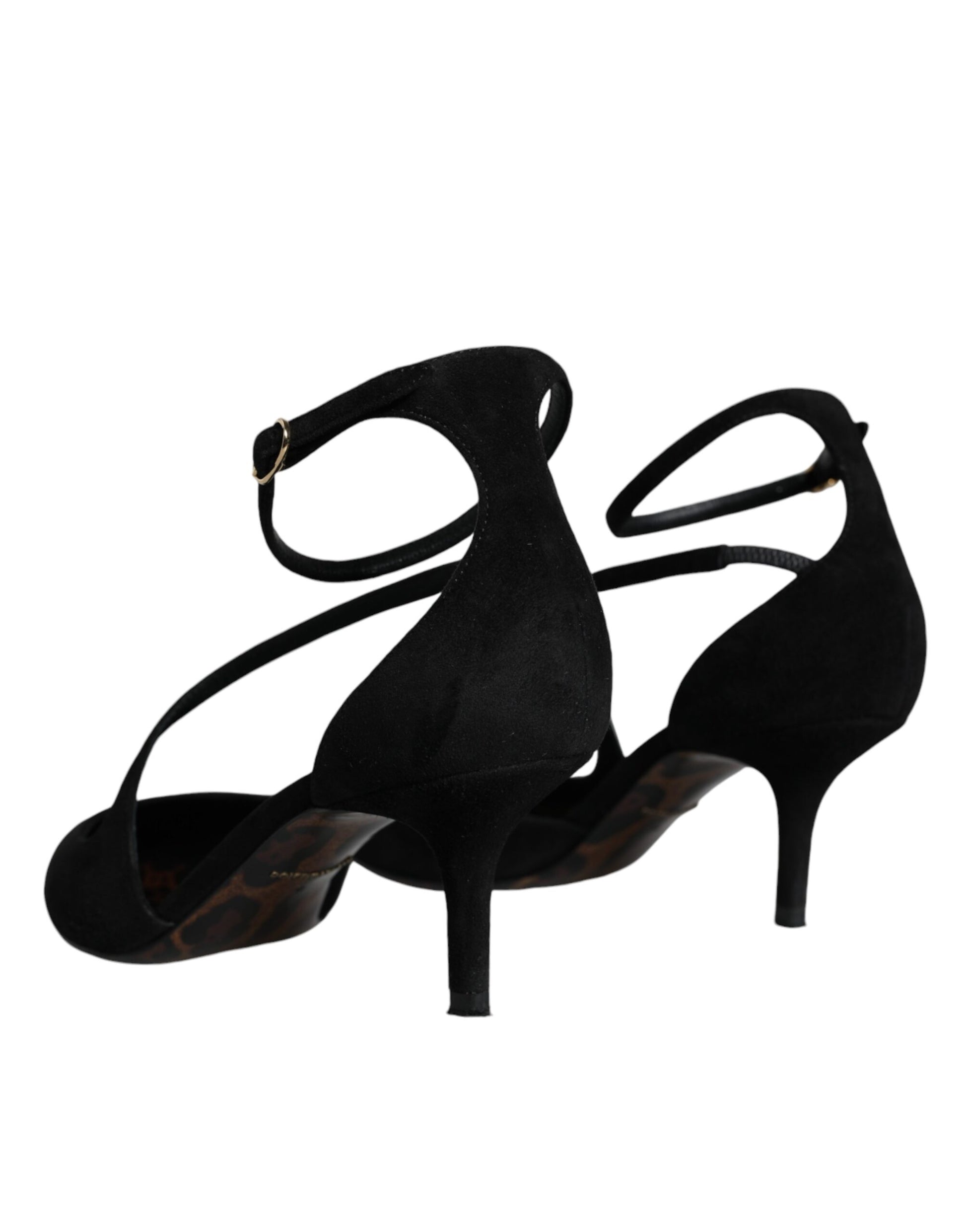 Escarpins à talons hauts en daim noir avec bride à la cheville