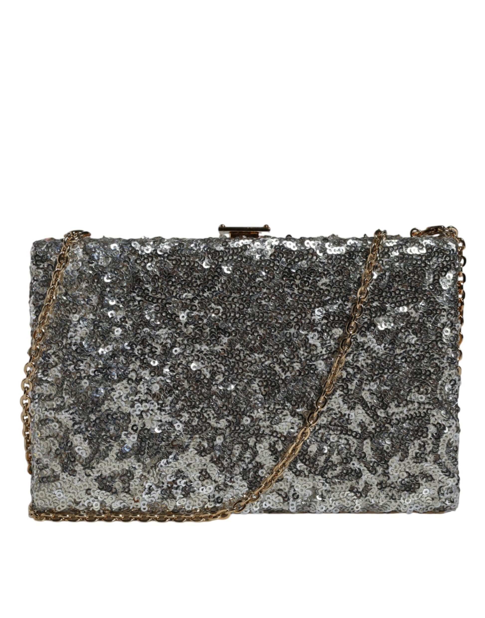 Sac à main de soirée argenté à paillettes, porté épaule ou porté main.