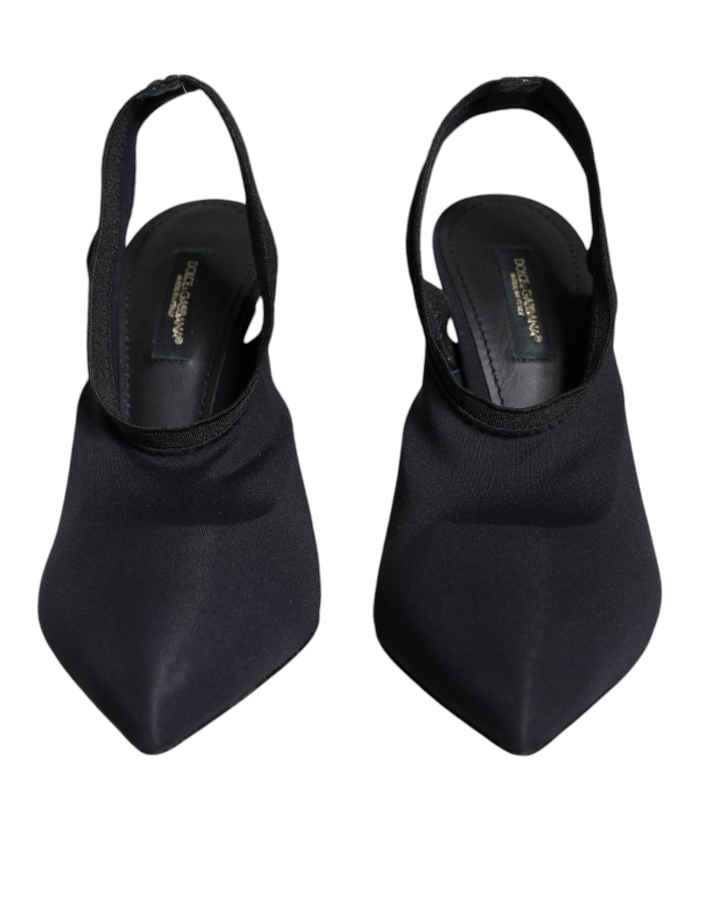 Escarpins à talons en jersey noir extensible, à bride arrière