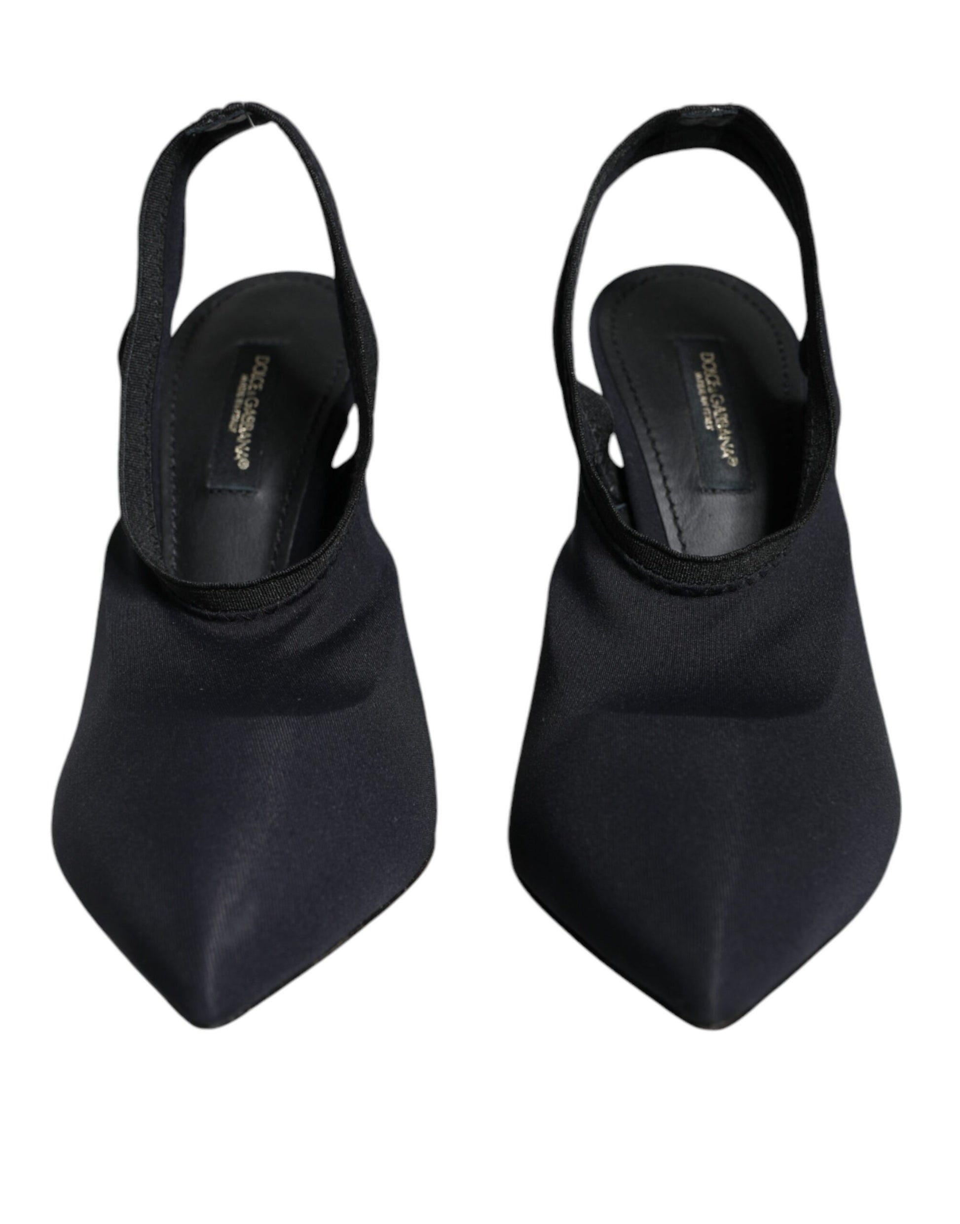Escarpins à talons en jersey noir extensible, à bride arrière