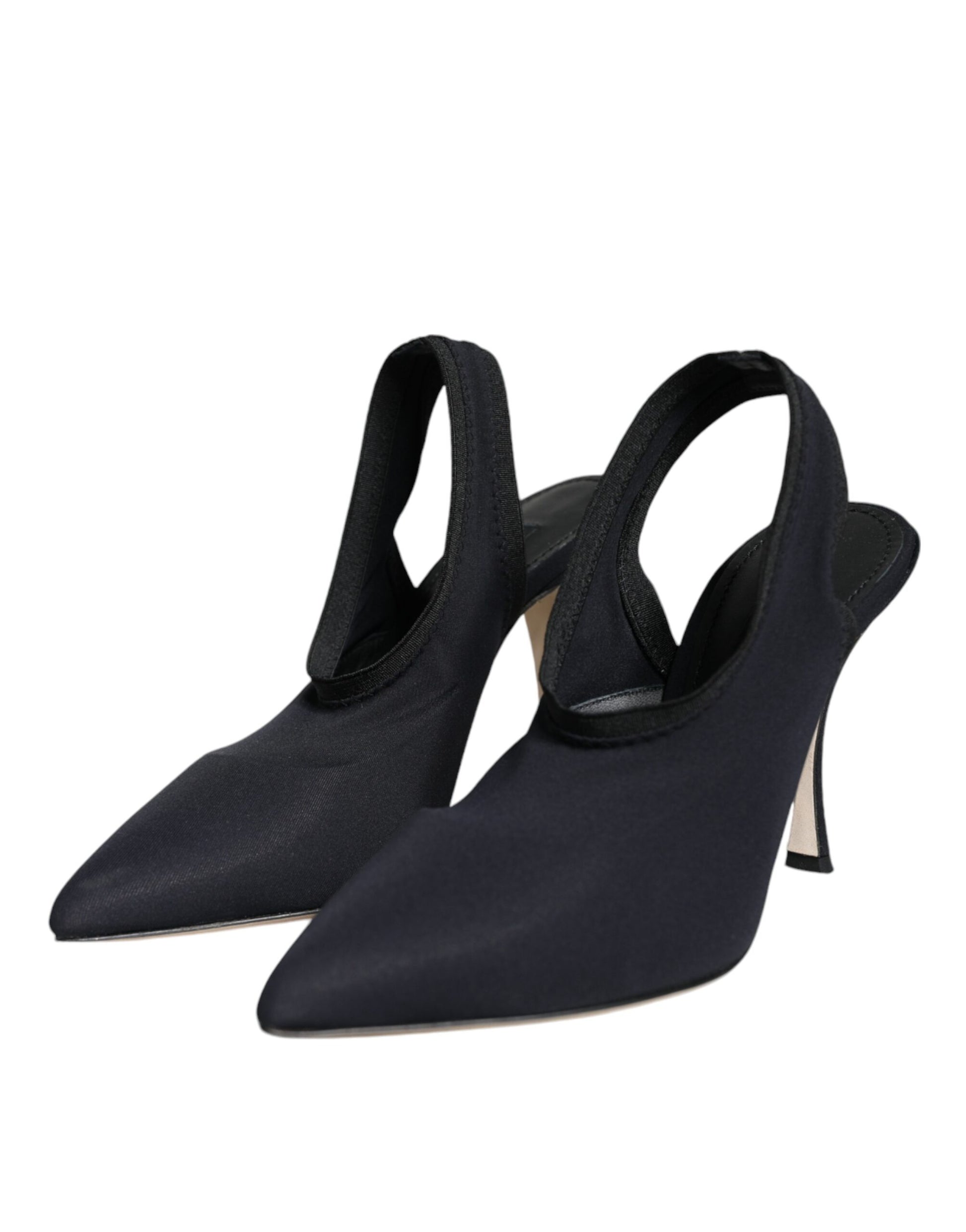 Escarpins à talons en jersey noir extensible, à bride arrière