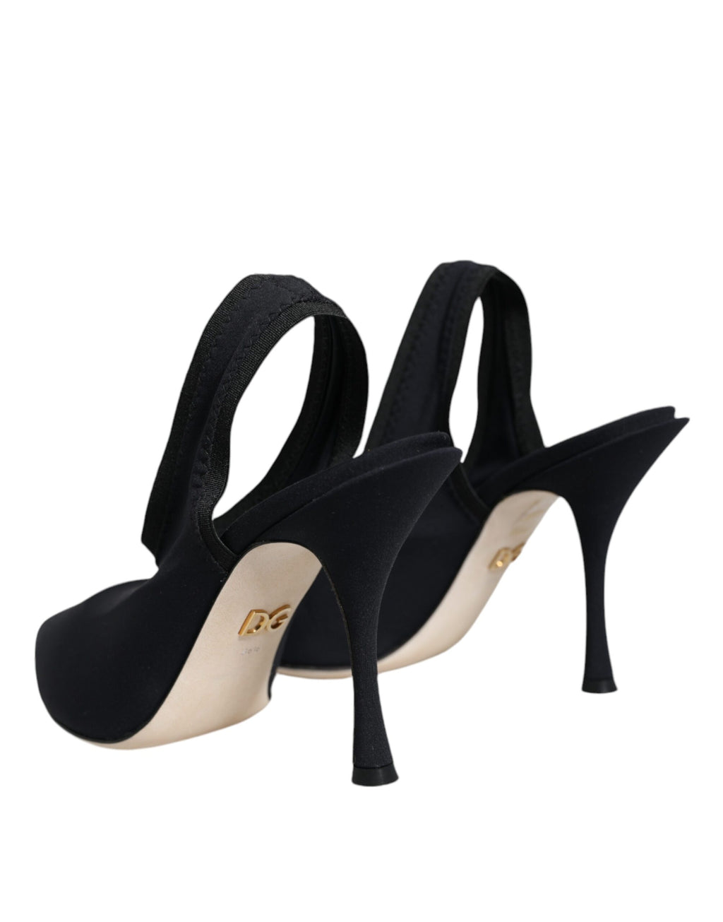 Escarpins à talons en jersey noir extensible, à bride arrière