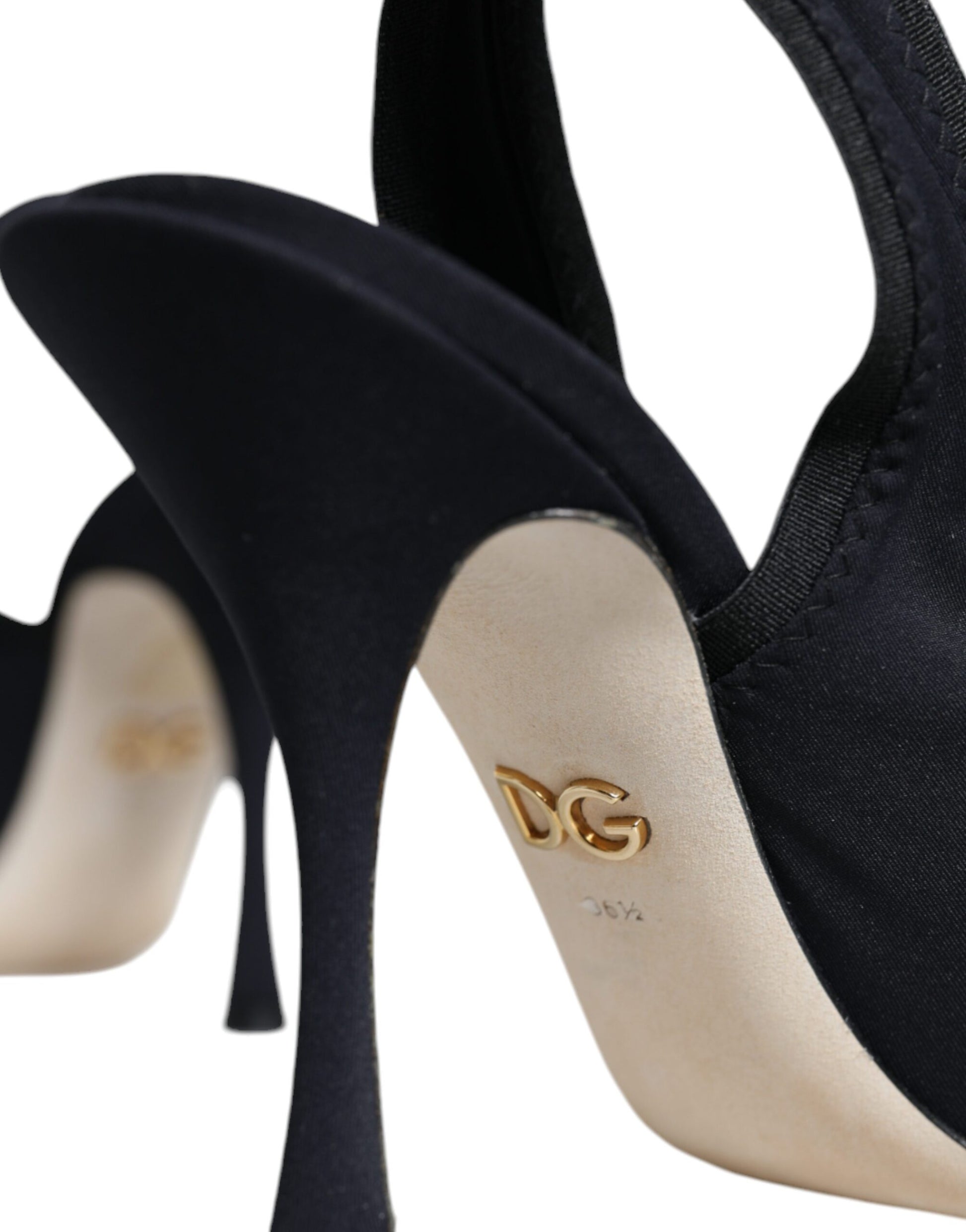 Escarpins à talons en jersey noir extensible, à bride arrière