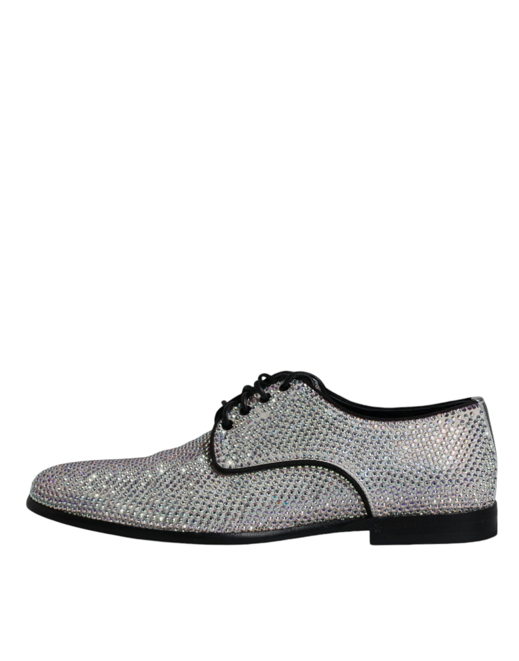 Chaussures de ville derby en cuir argenté ornées de strass