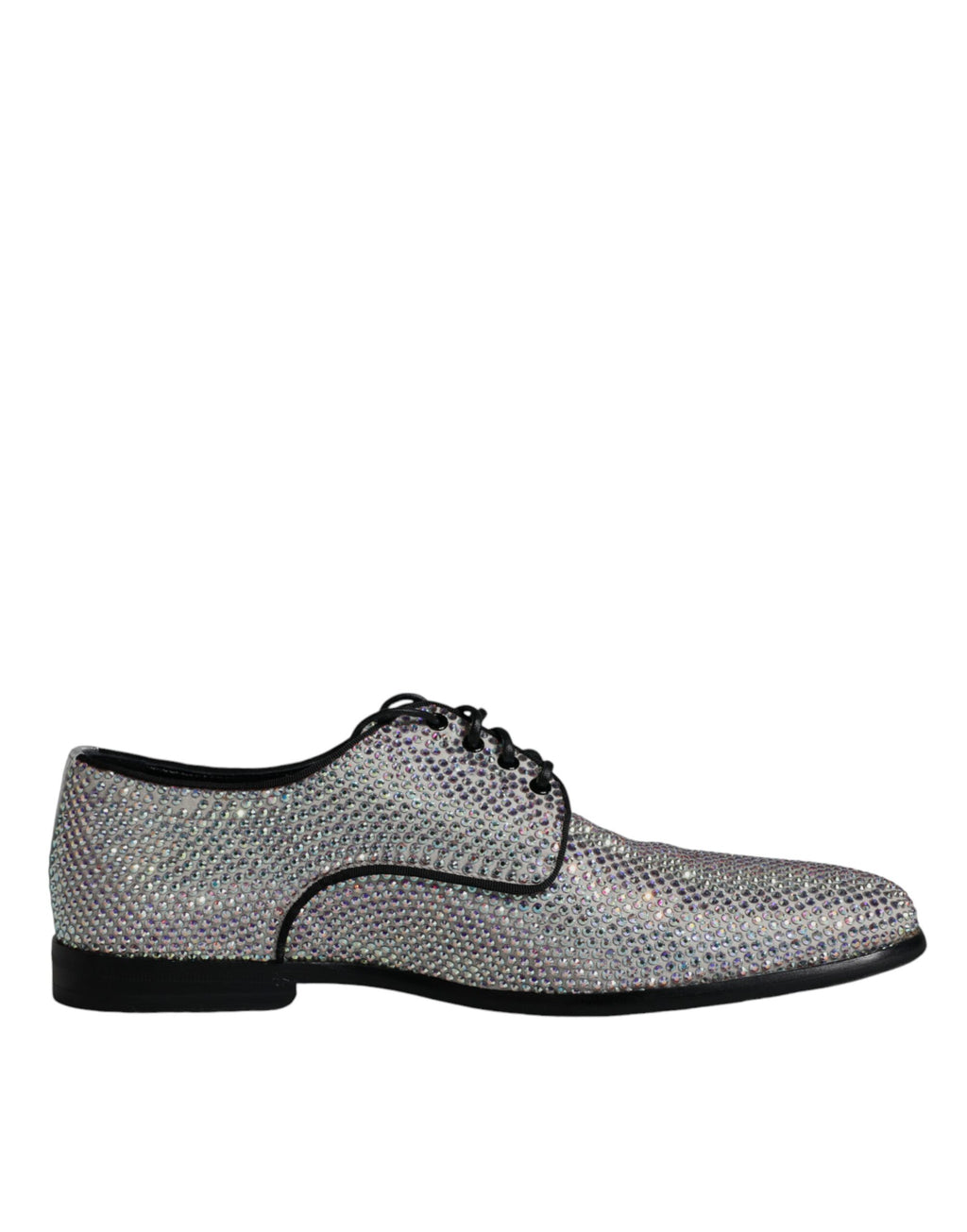 Chaussures de ville derby en cuir argenté ornées de strass