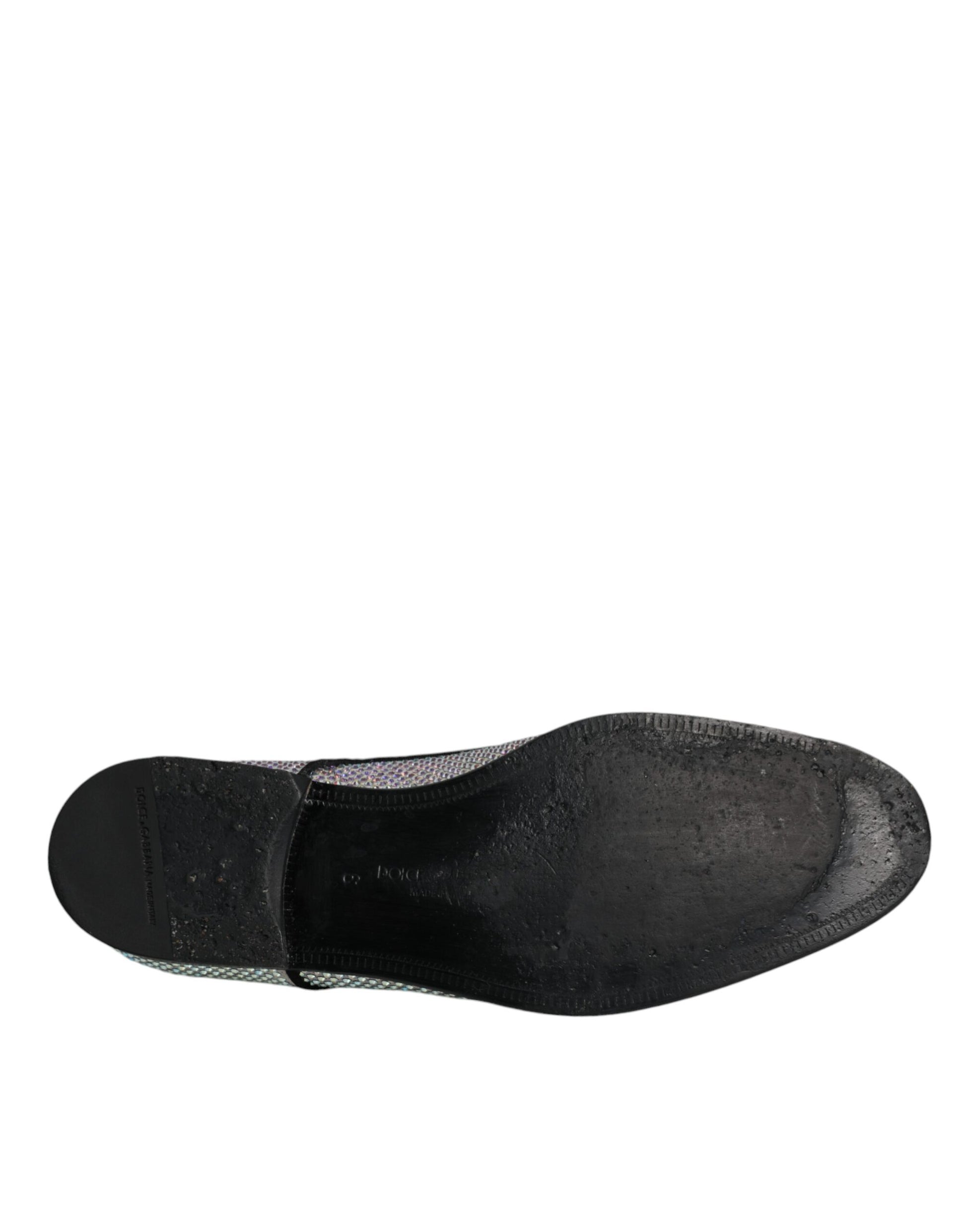 Chaussures de ville derby en cuir argenté ornées de strass