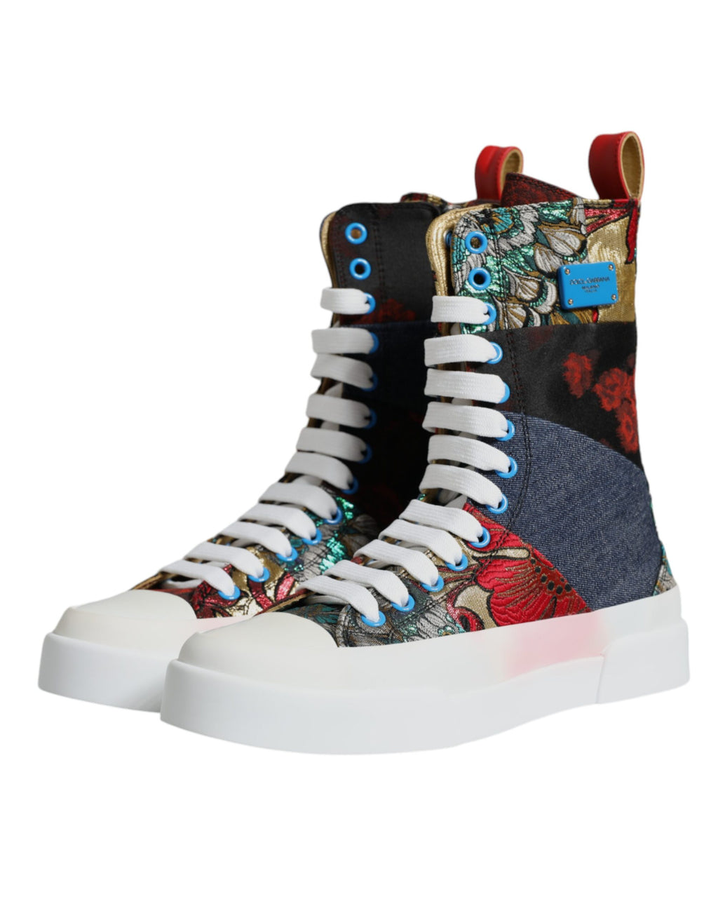 Sneakers montantes multicolores en patchwork