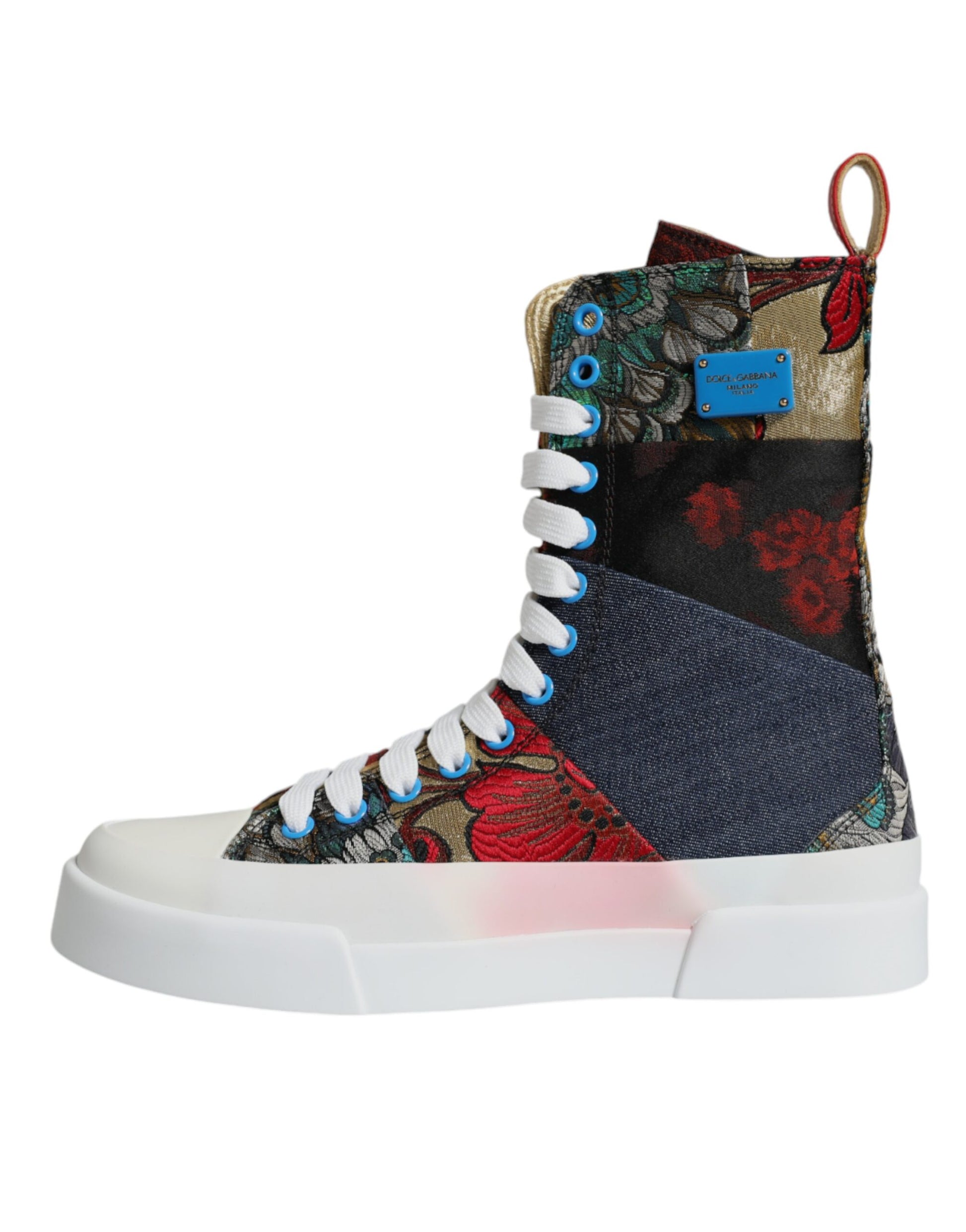 Sneakers montantes multicolores en patchwork