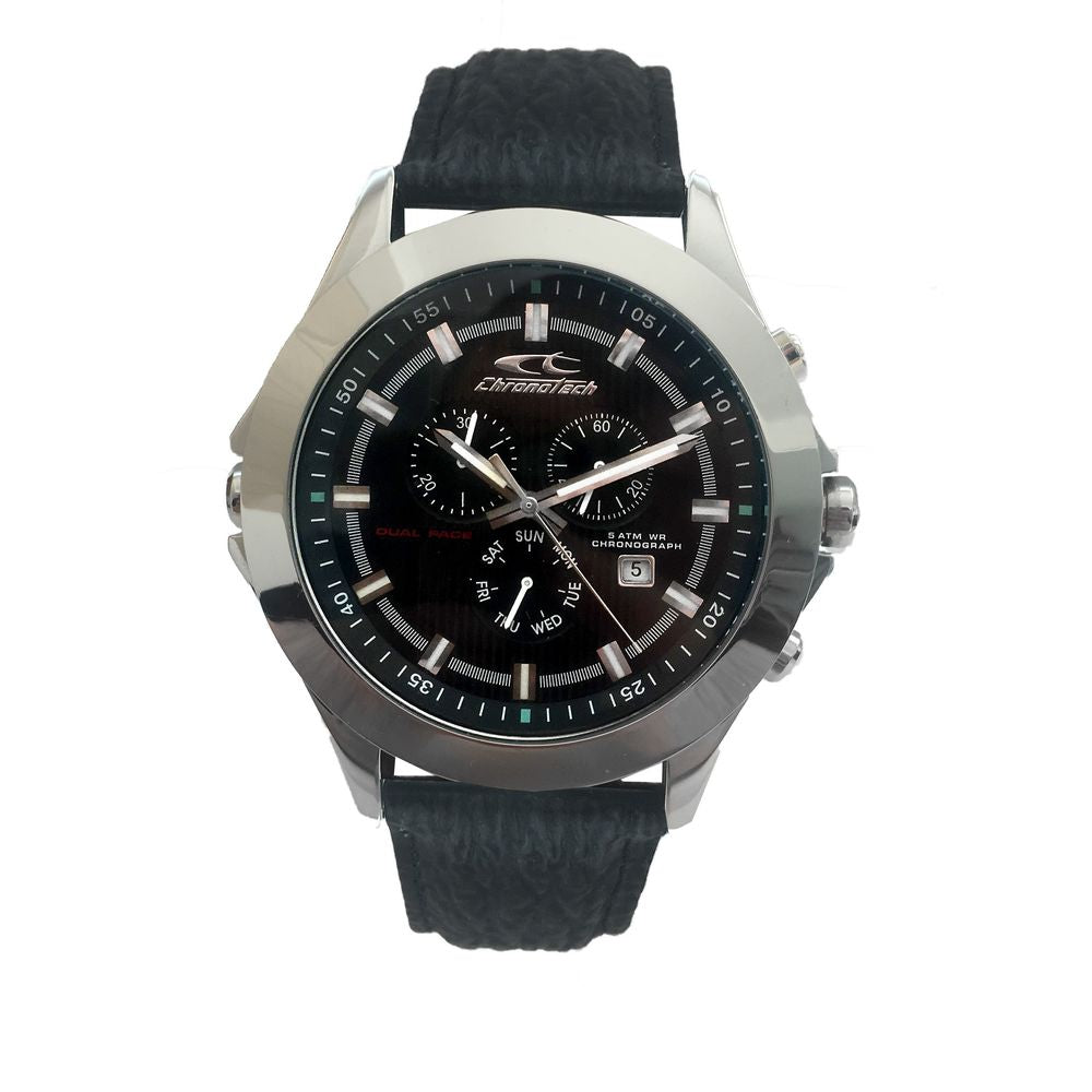 Black Leather Dress Watch