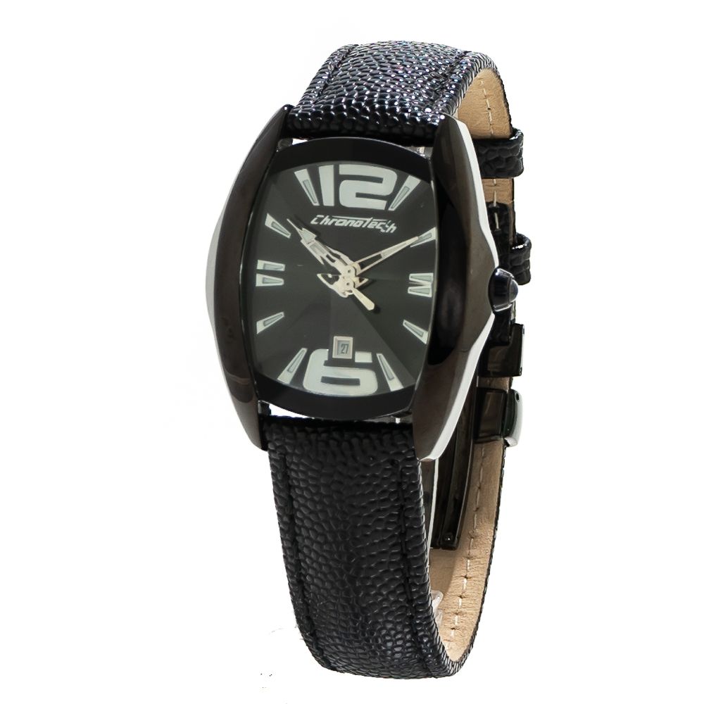 Black Leather Dress Watch