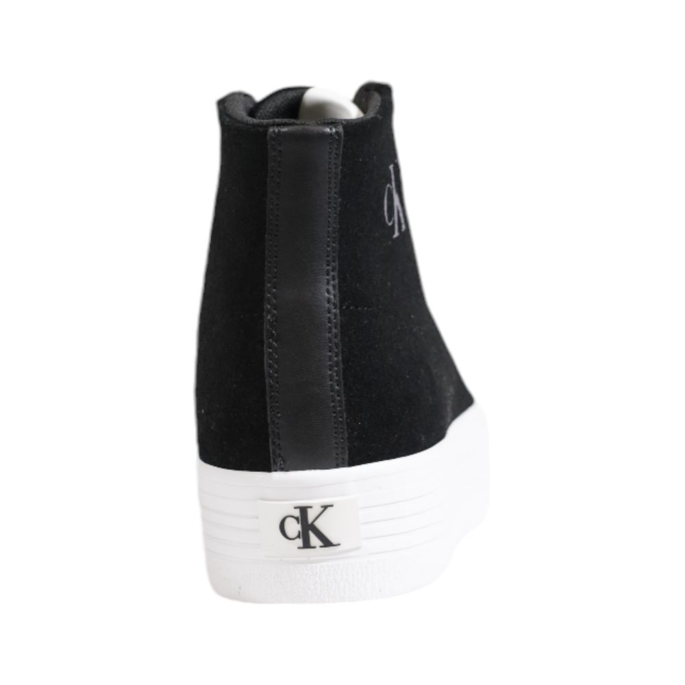 Black Suede Leather Platform Sneakers