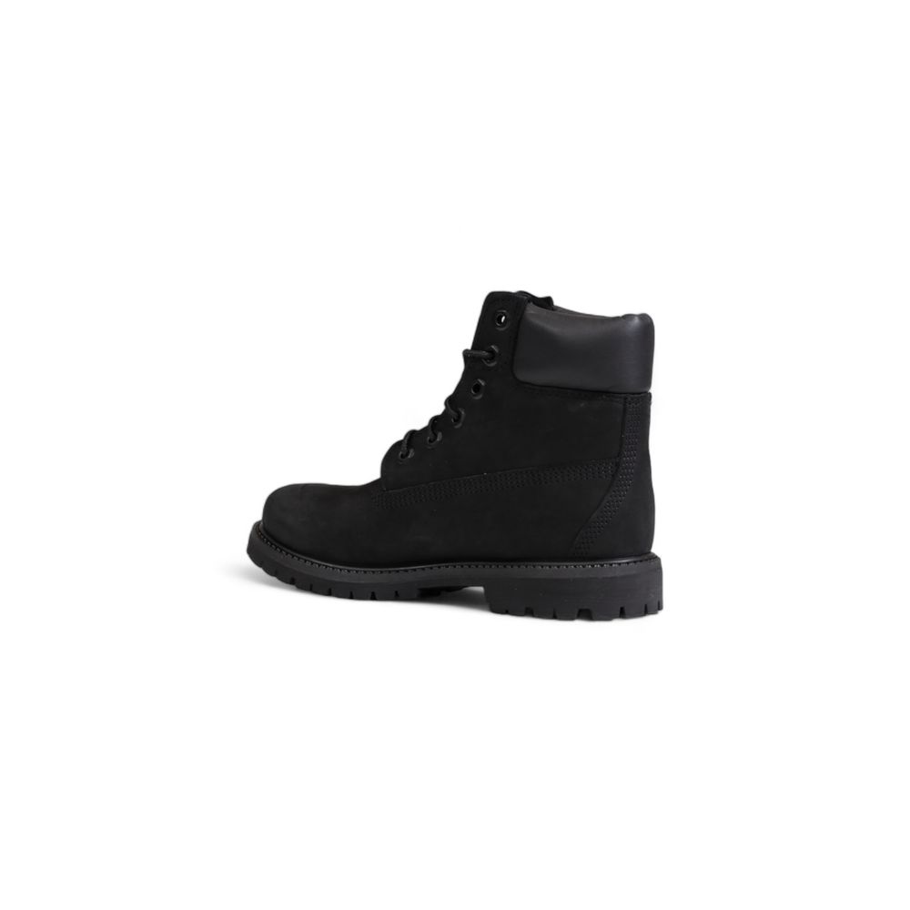Black Recycled Leather Lace-Up Boots