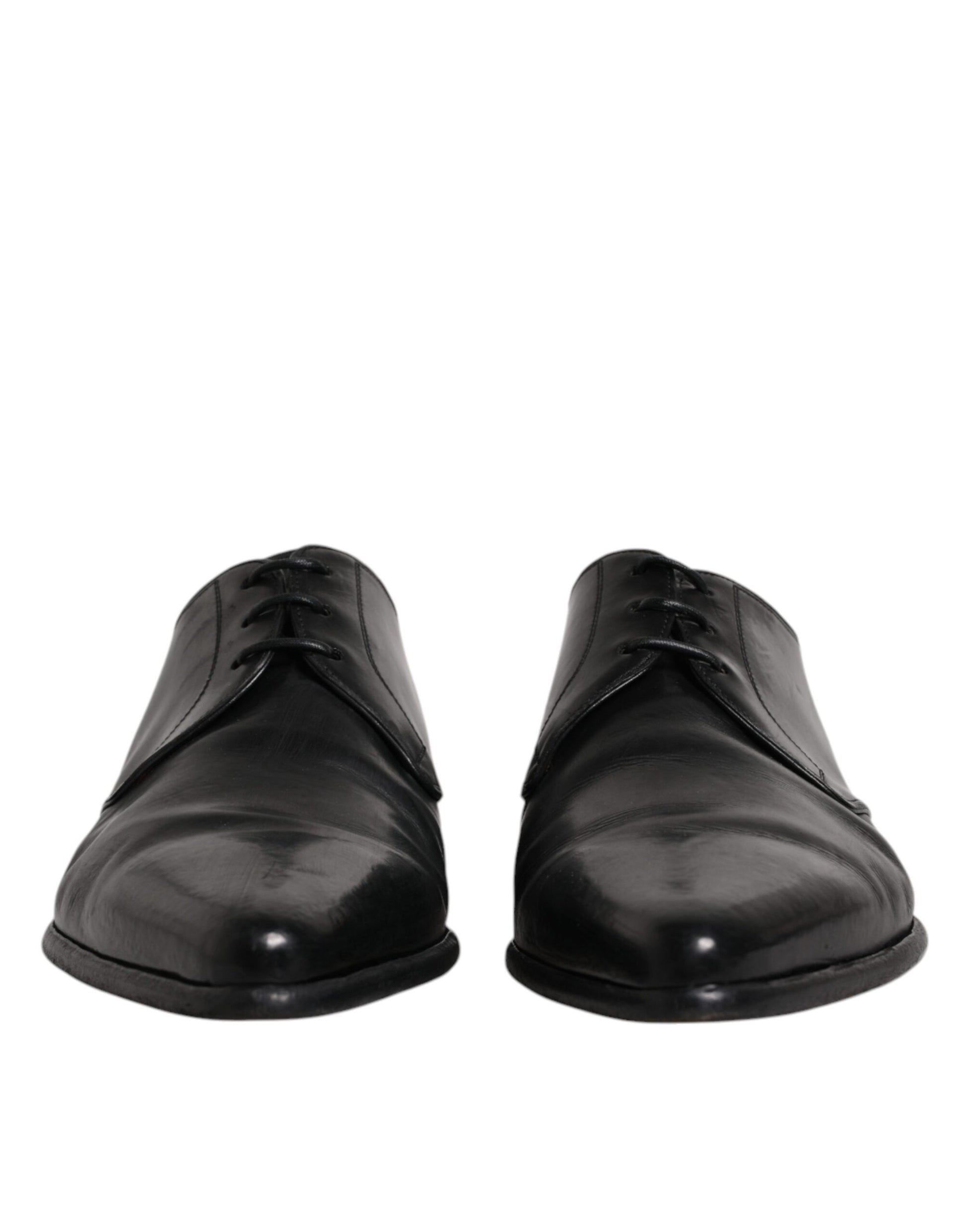 Chaussures de ville derby en cuir noir à lacets pour homme