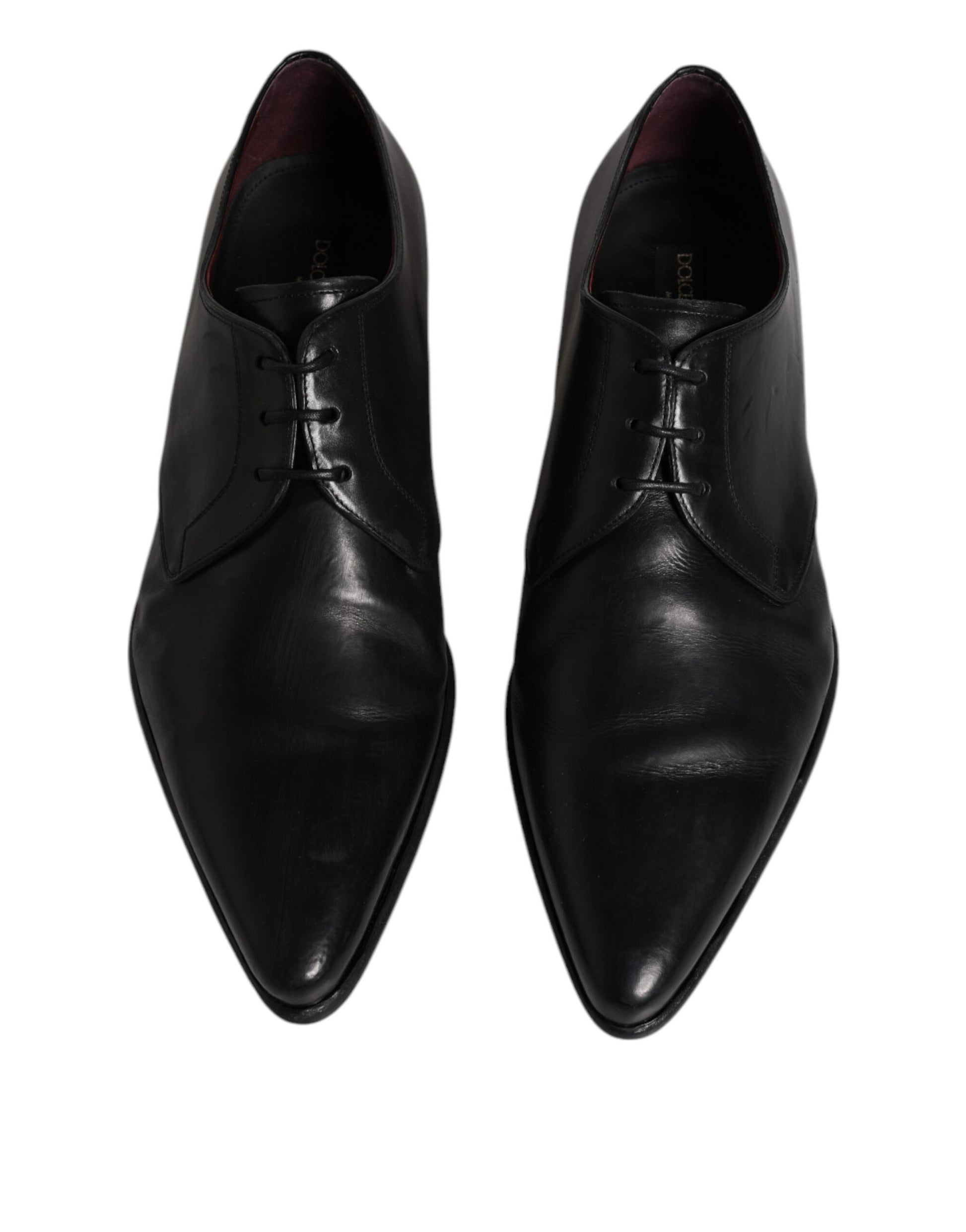 Chaussures de ville derby en cuir noir à lacets pour homme