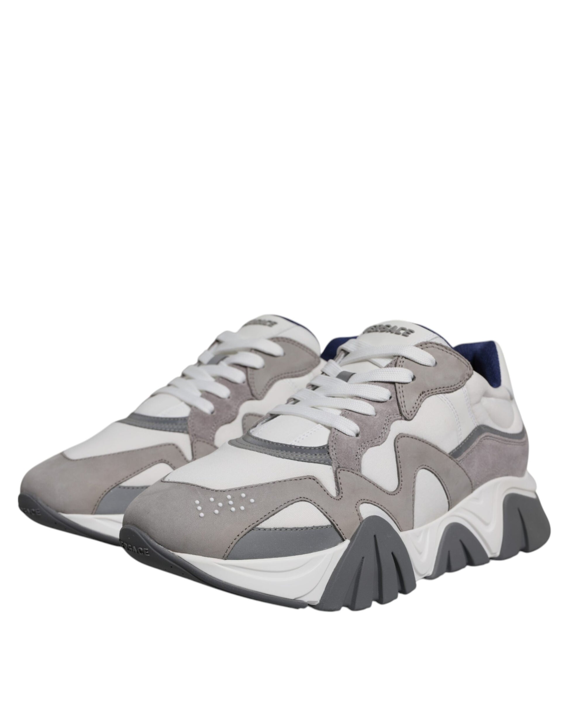 Sneakers basses à plateforme Squalo en cuir et néoprène gris.
