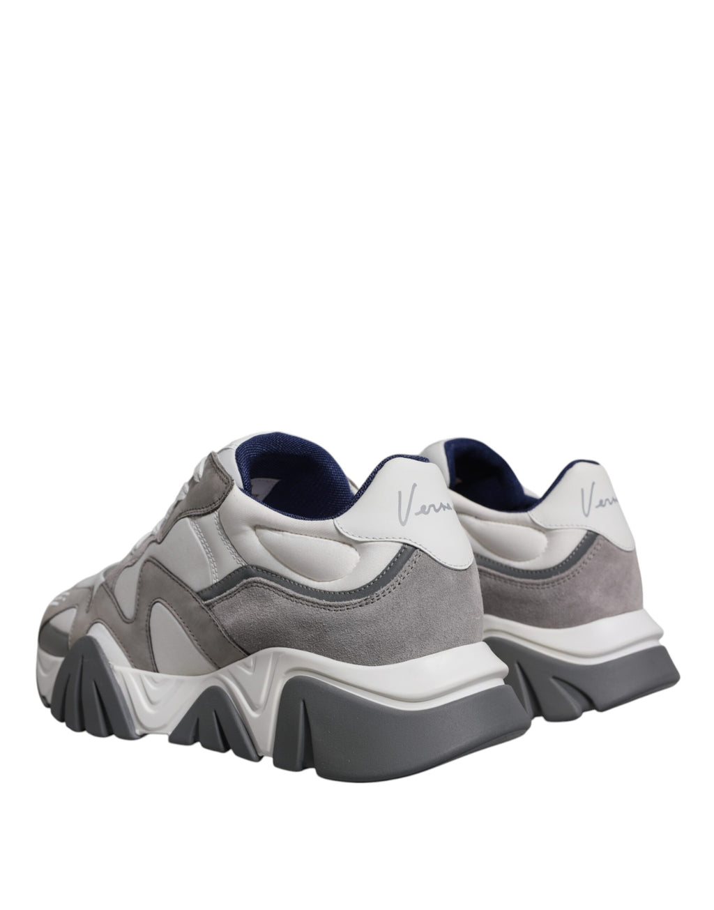 Sneakers basses à plateforme Squalo en cuir et néoprène gris.