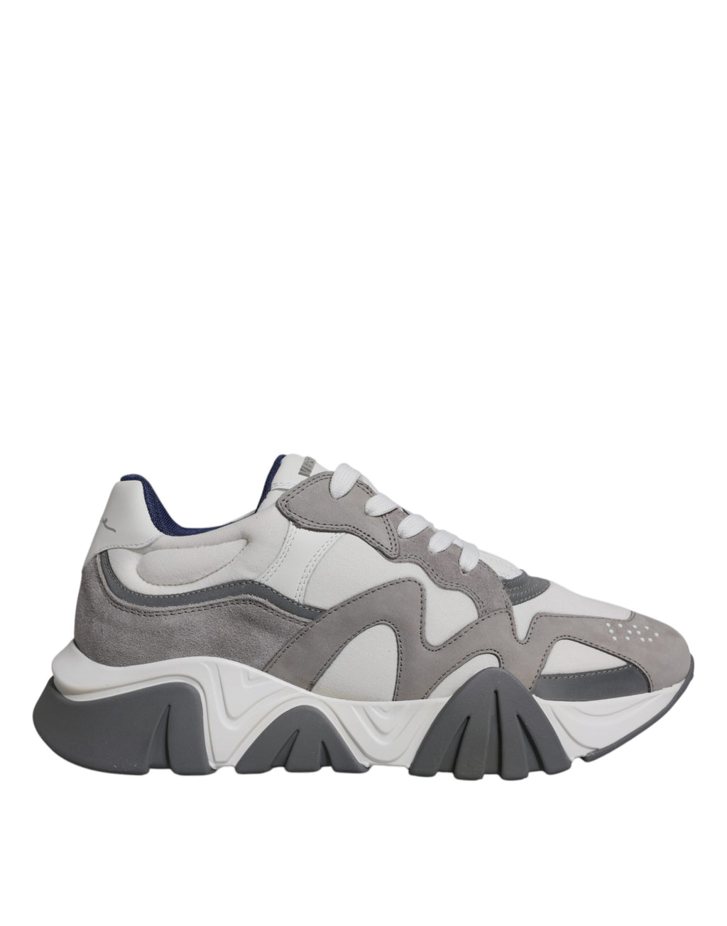 Sneakers basses à plateforme Squalo en cuir et néoprène gris.