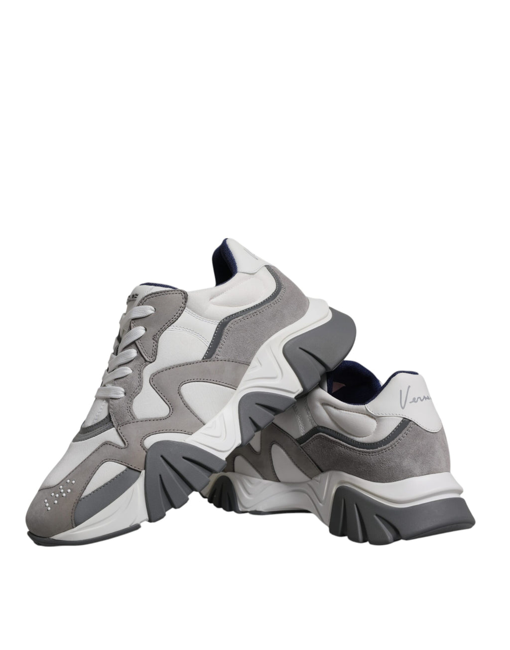 Sneakers basses à plateforme Squalo en cuir et néoprène gris.
