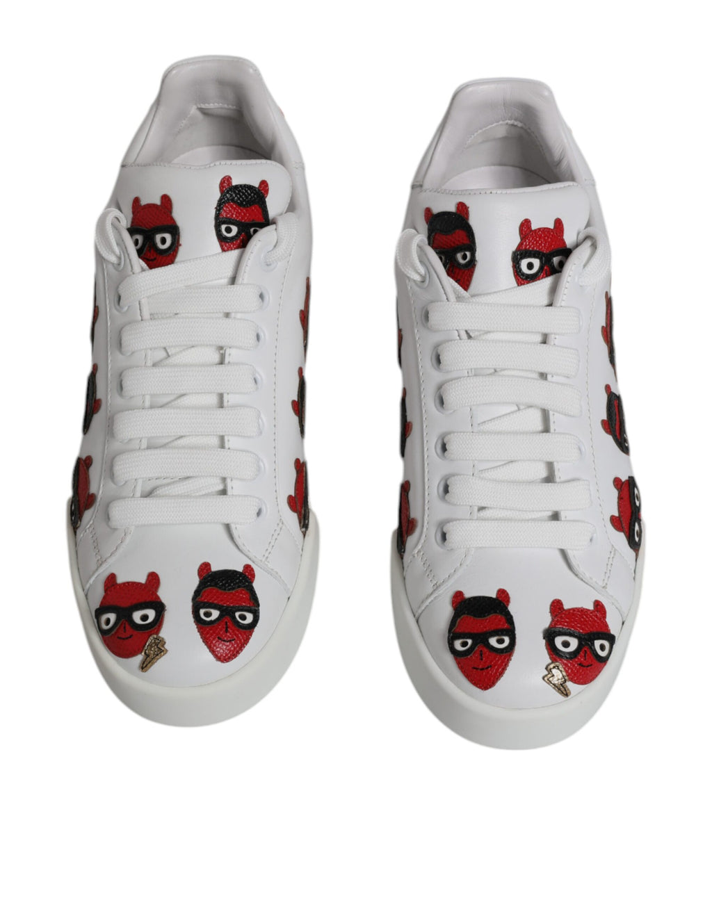 Sneakers Portofino à motif de visage de diable blanc