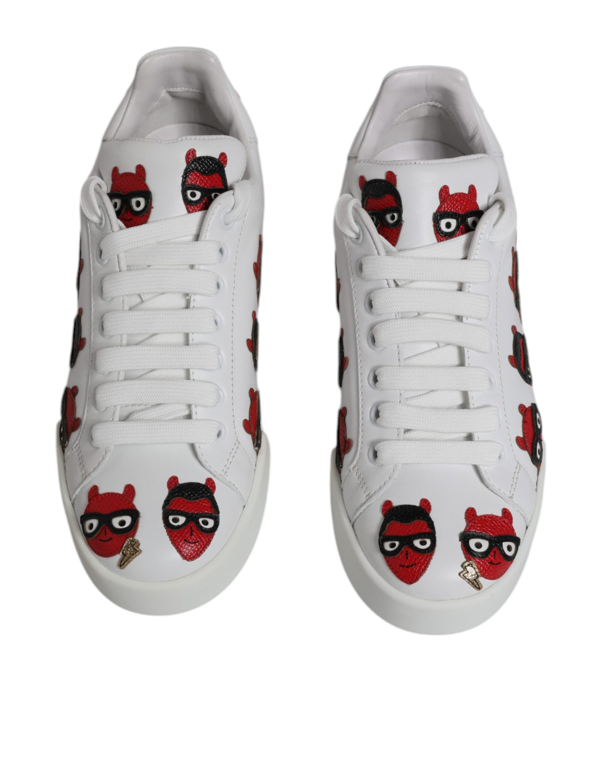 Sneakers Portofino à motif de visage de diable blanc