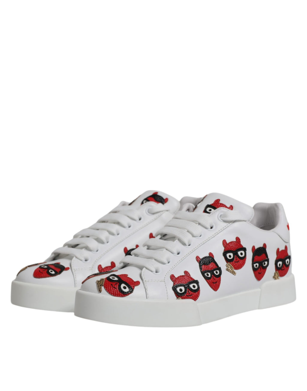 Sneakers Portofino à motif de visage de diable blanc