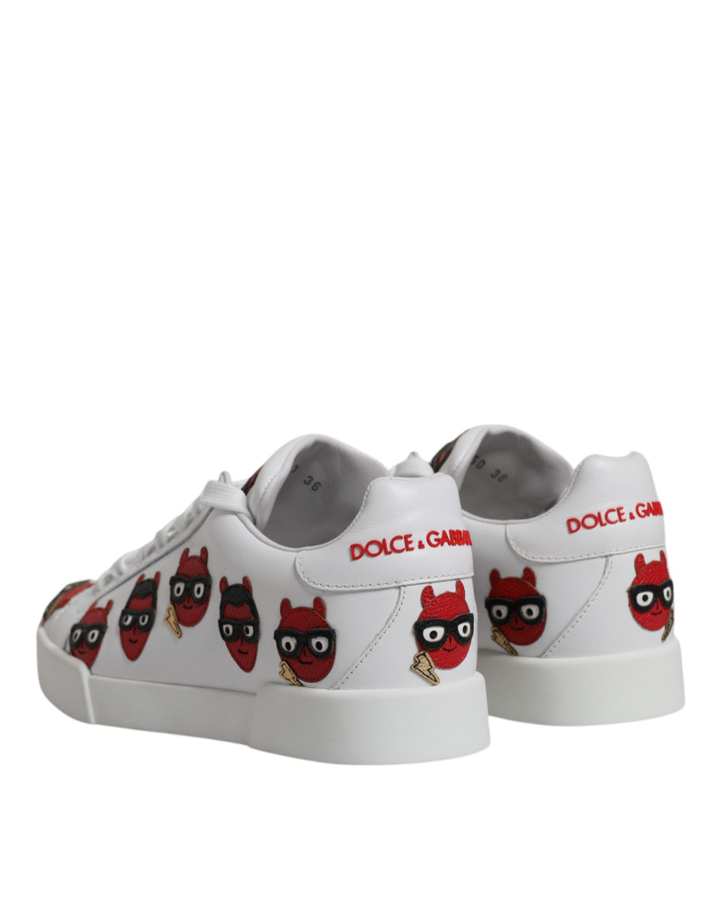 Sneakers Portofino à motif de visage de diable blanc