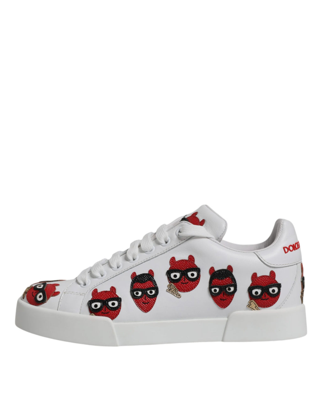 Sneakers Portofino à motif de visage de diable blanc