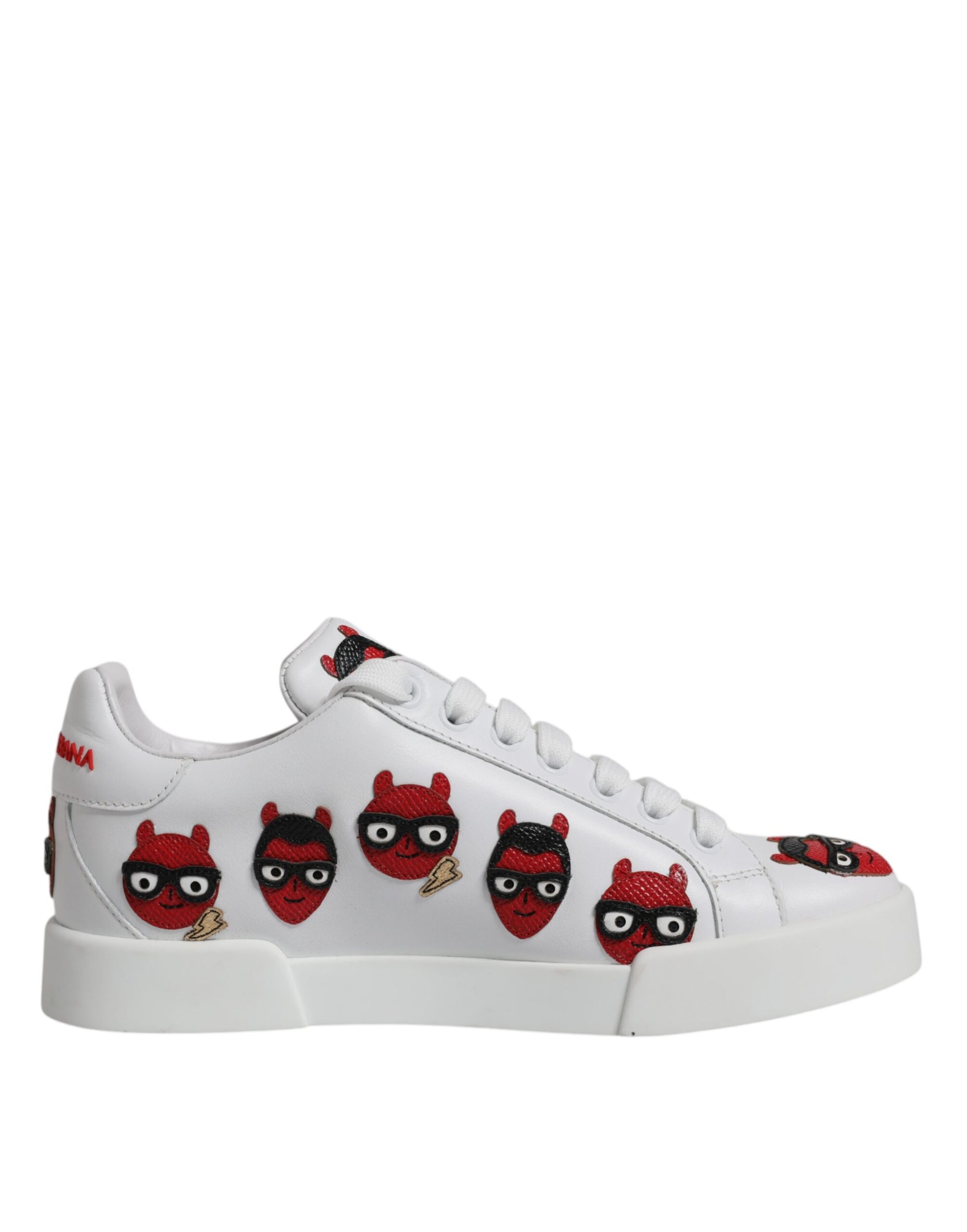 Sneakers Portofino à motif de visage de diable blanc