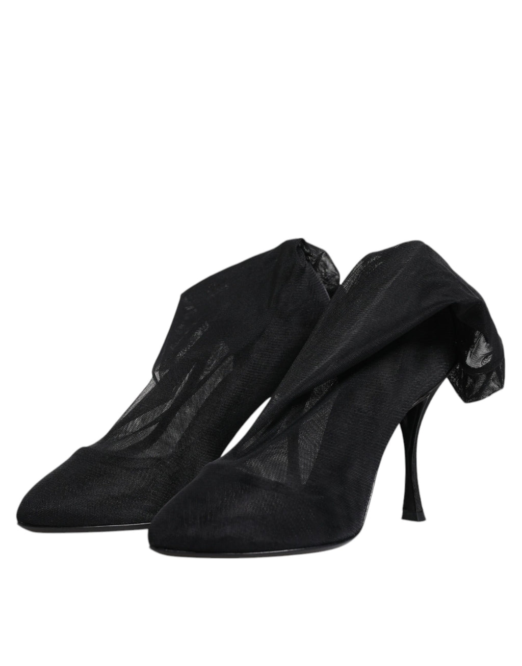 Bottines chaussettes en maille extensible de soie noire