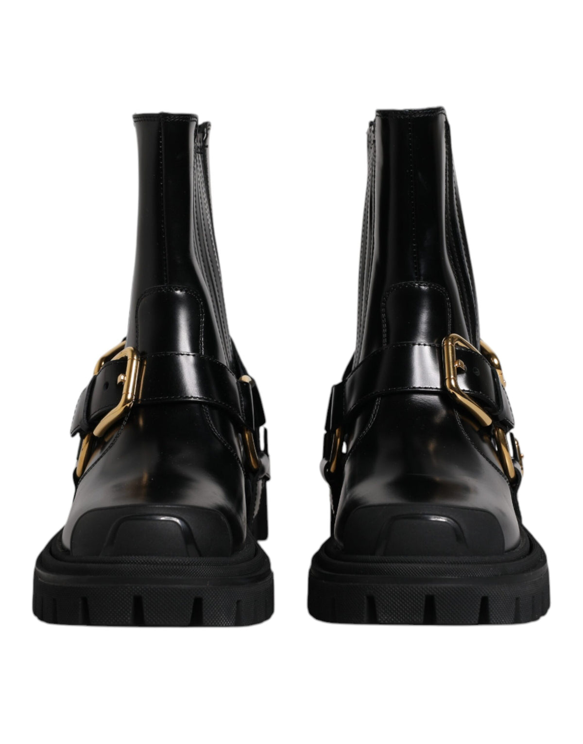 Bottes de trekking en cuir noir, à enfiler, extensibles.