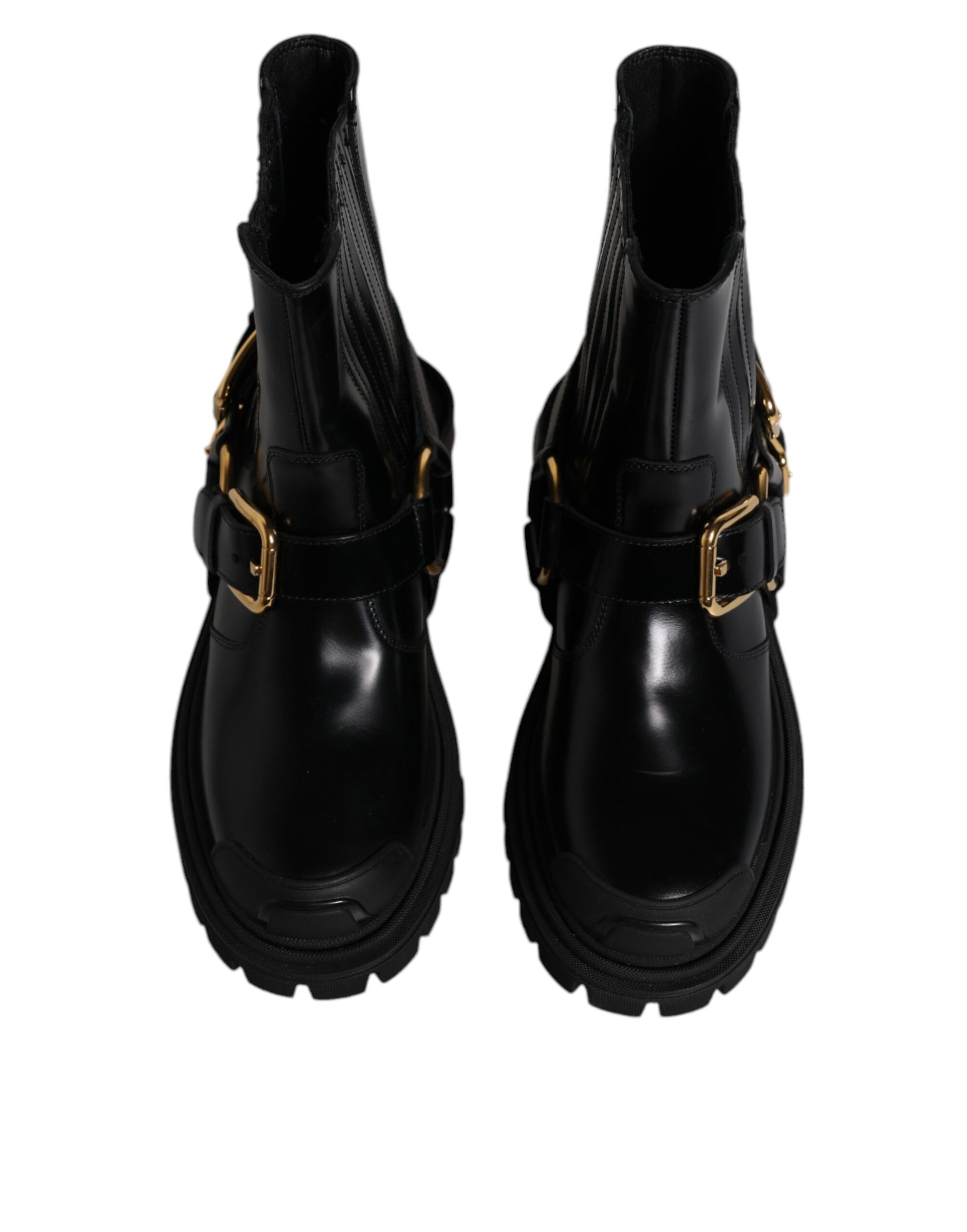 Bottes de trekking en cuir noir, à enfiler, extensibles.