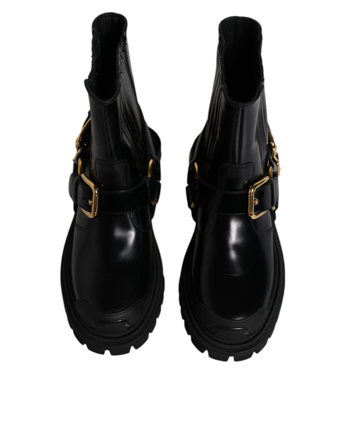 Bottes de trekking en cuir noir, à enfiler, extensibles.