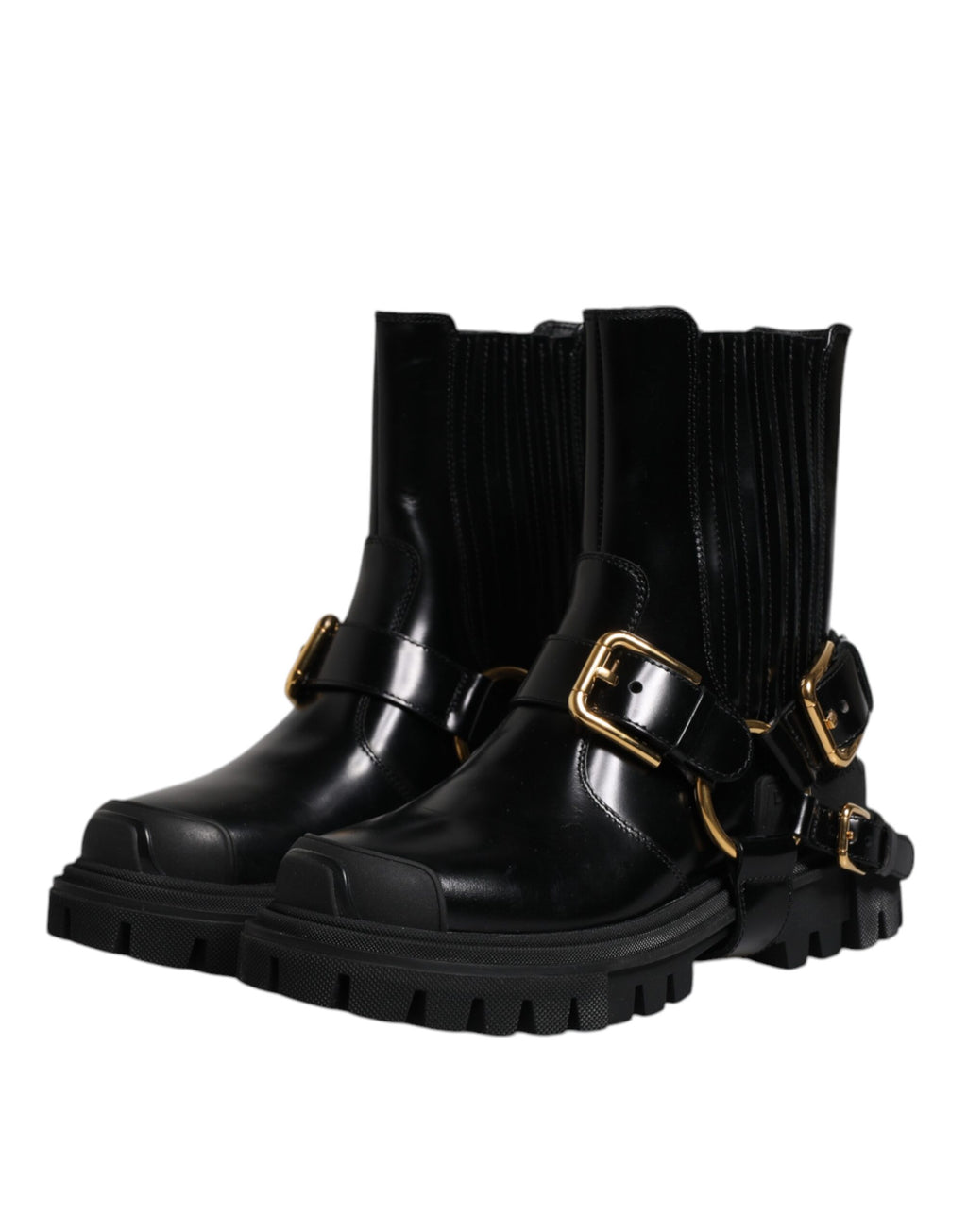 Bottes de trekking en cuir noir, à enfiler, extensibles.