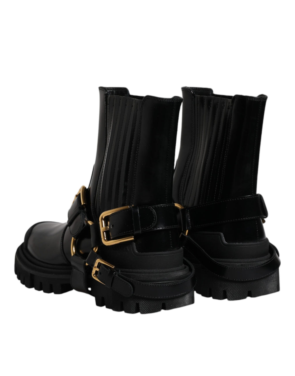 Bottes de trekking en cuir noir, à enfiler, extensibles.