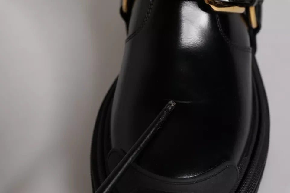 Bottes de trekking en cuir noir, à enfiler, extensibles.