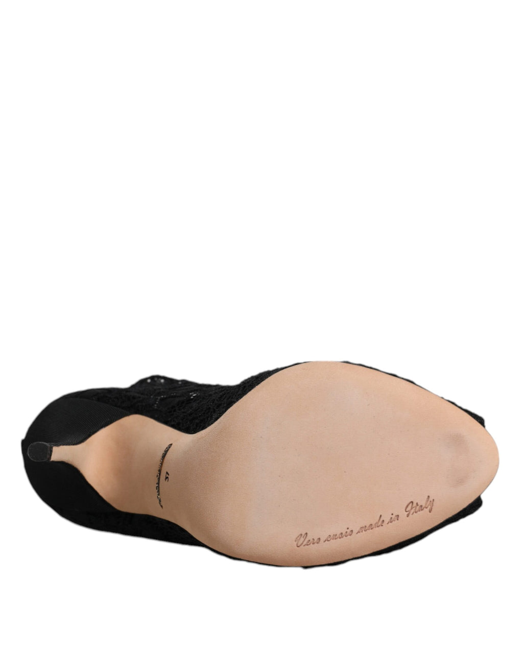 Bottines mi-mollet en dentelle noire extensible avec talons