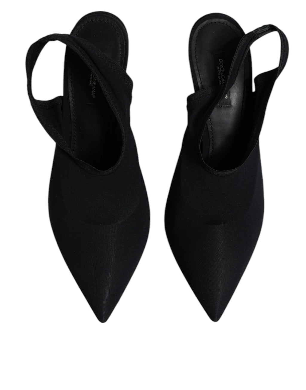 Escarpins à talons en jersey noir extensible, à bride arrière