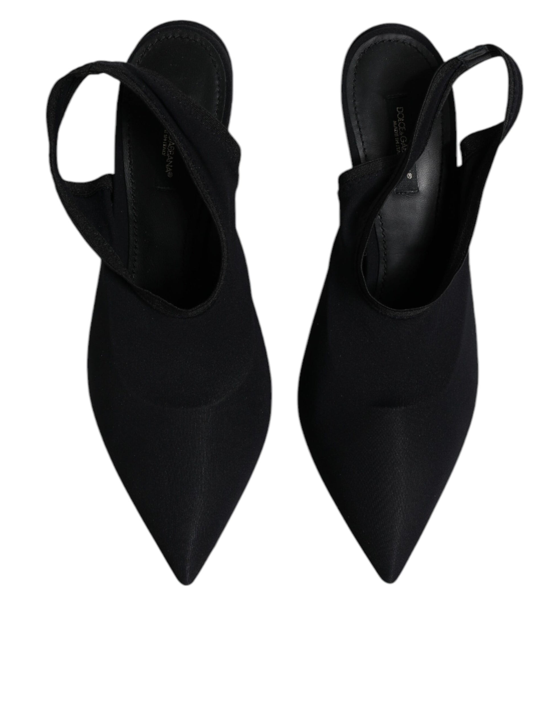 Escarpins à talons en jersey noir extensible, à bride arrière