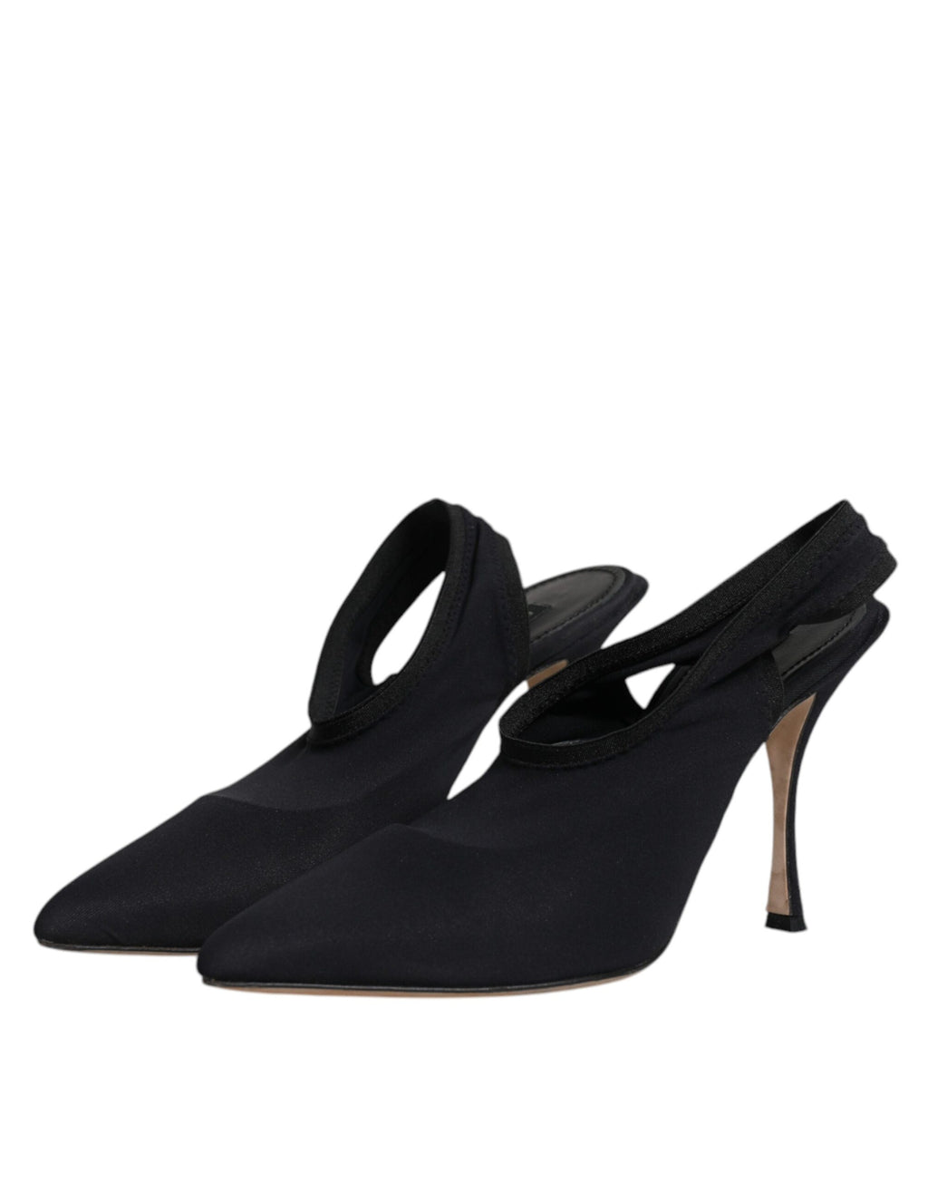 Escarpins à talons en jersey noir extensible, à bride arrière