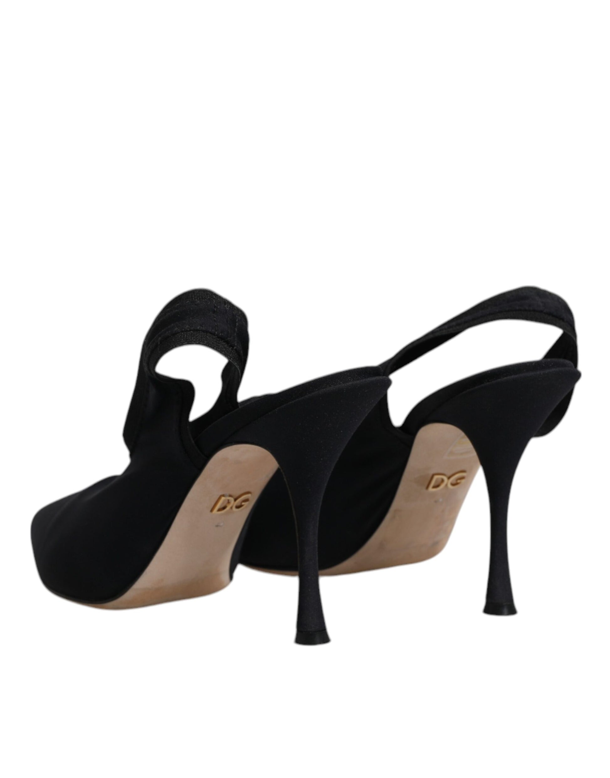 Escarpins à talons en jersey noir extensible, à bride arrière