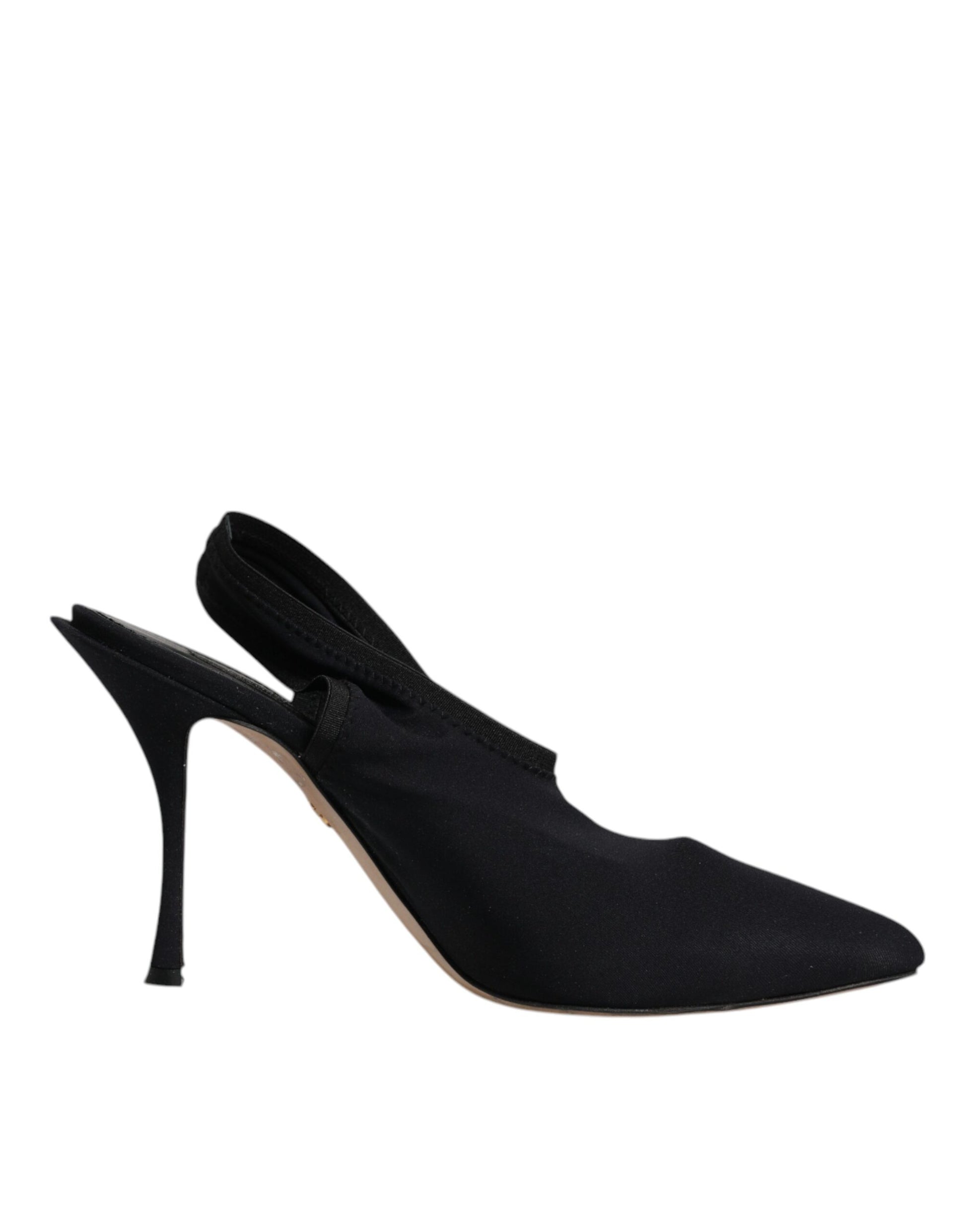 Escarpins à talons en jersey noir extensible, à bride arrière