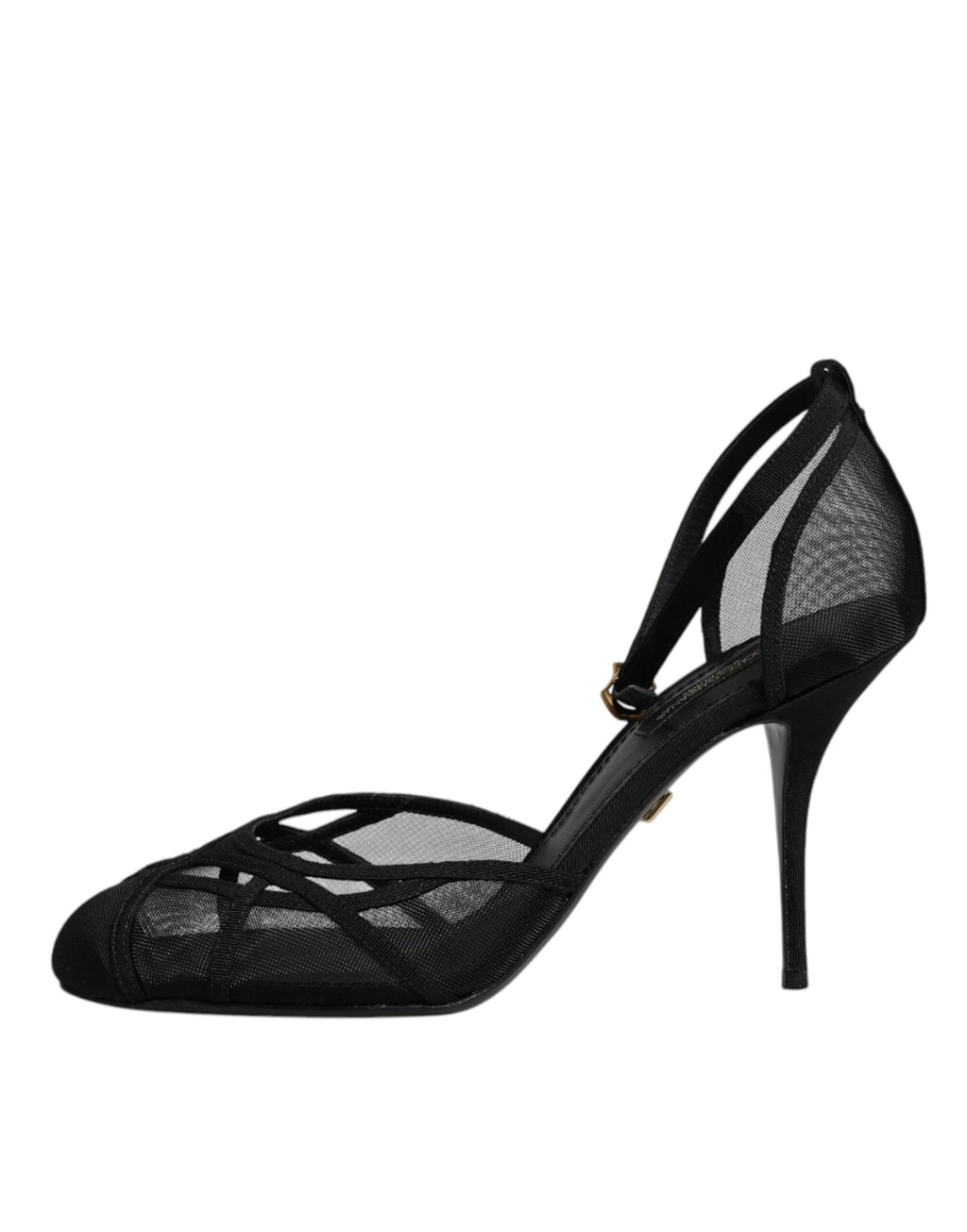 Escarpins à talons hauts en mesh noir avec bride de cheville