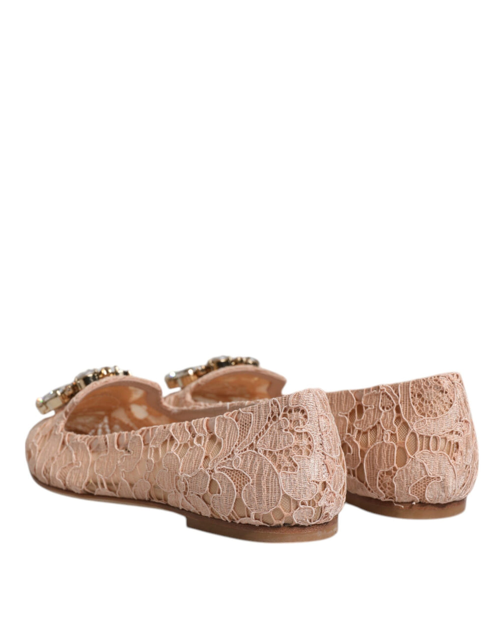 Boutures plates ballerines en dentelle beige avec cristaux