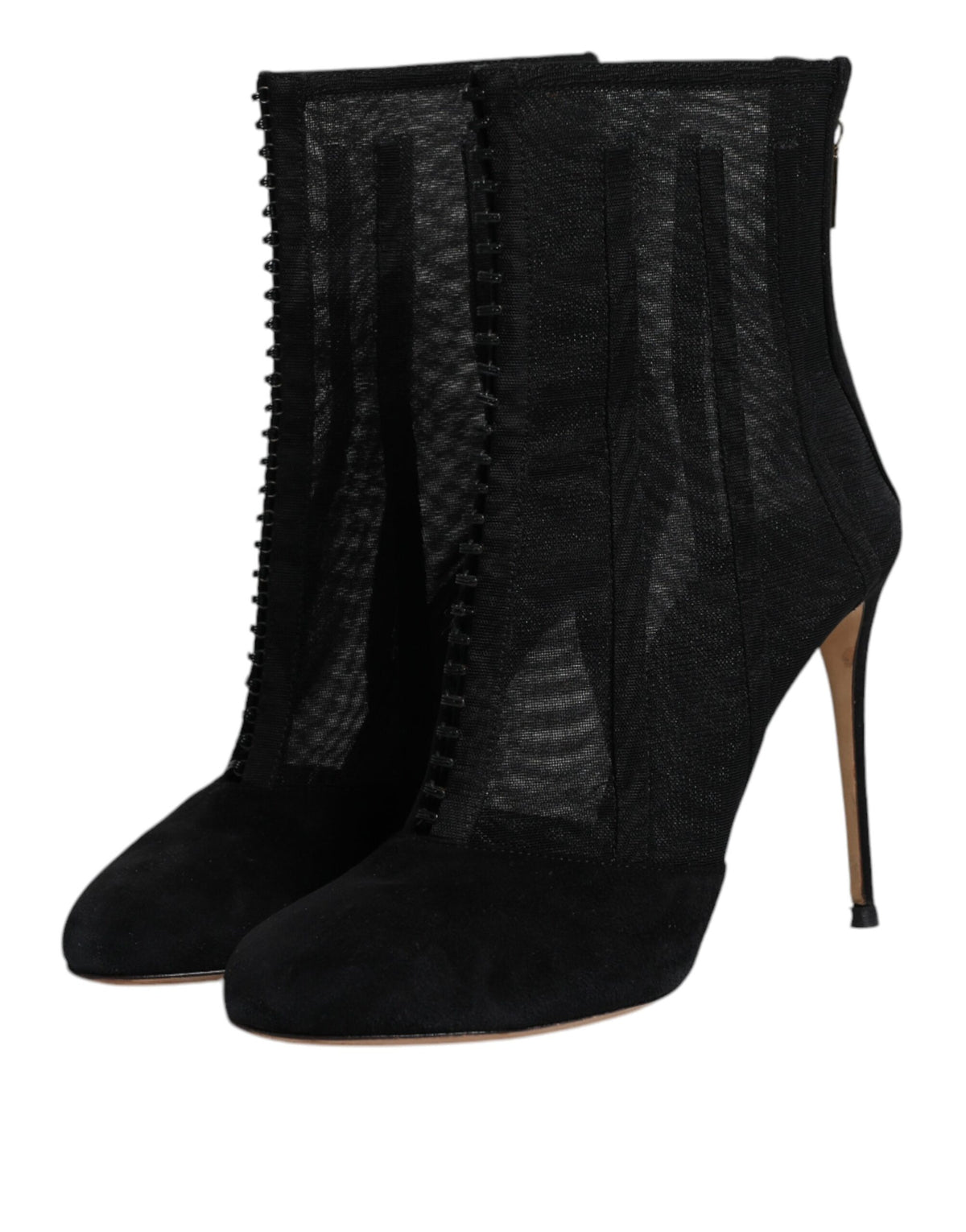 Bottines à talons aiguilles en maille noire