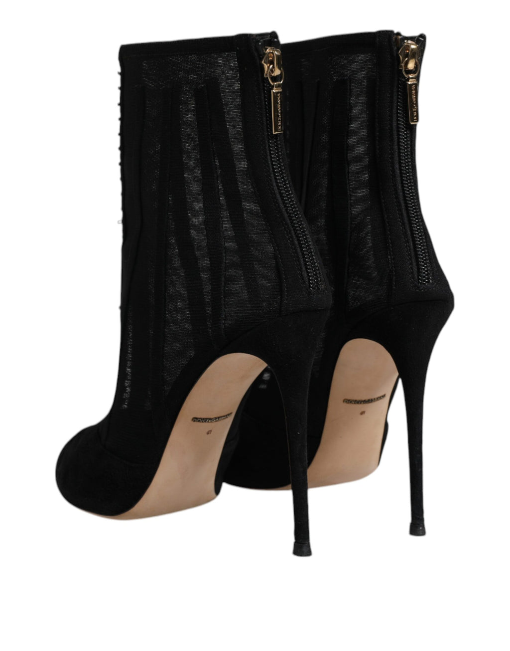 Bottines à talons aiguilles en maille noire