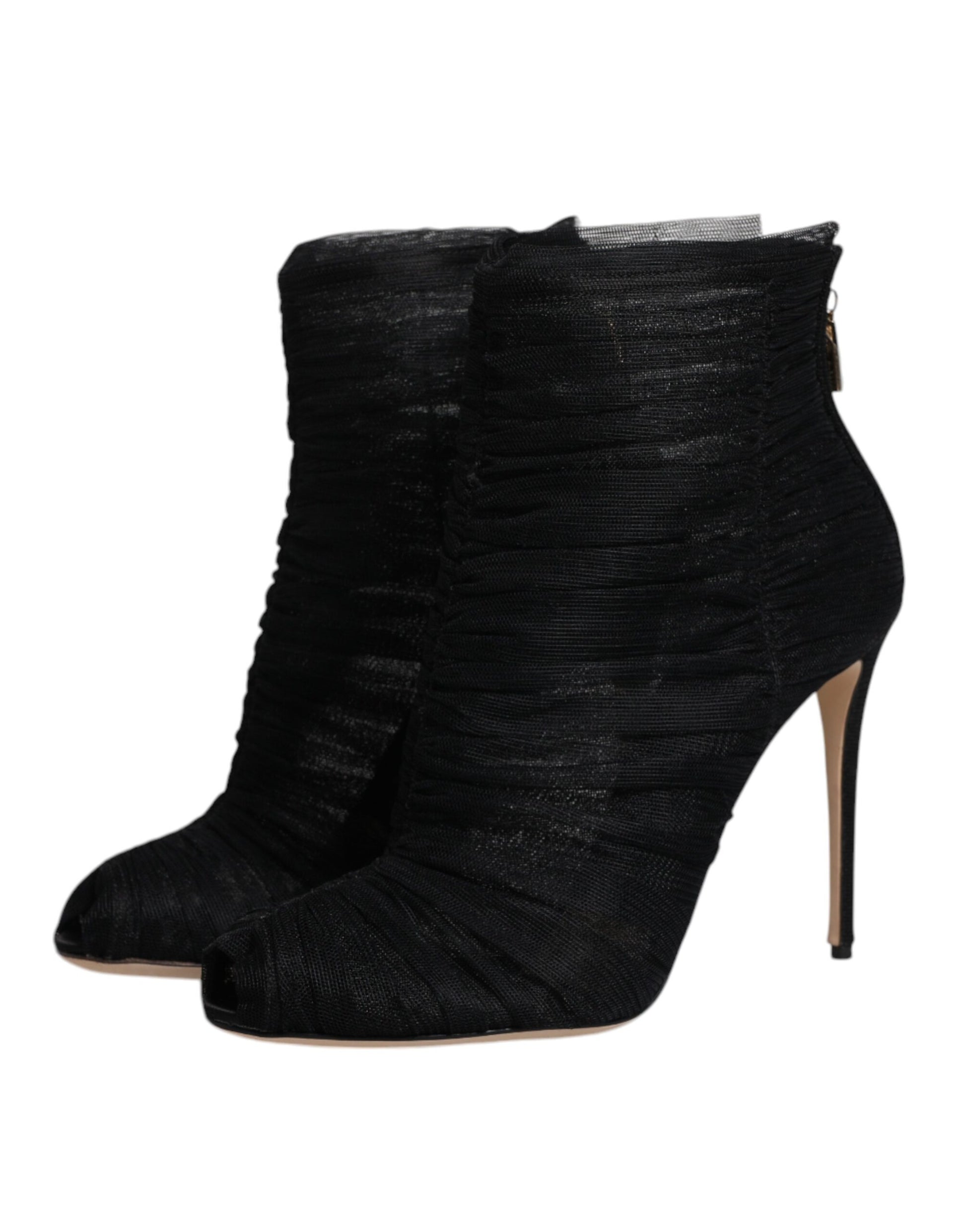 Bottines à talons aiguilles en maille noire