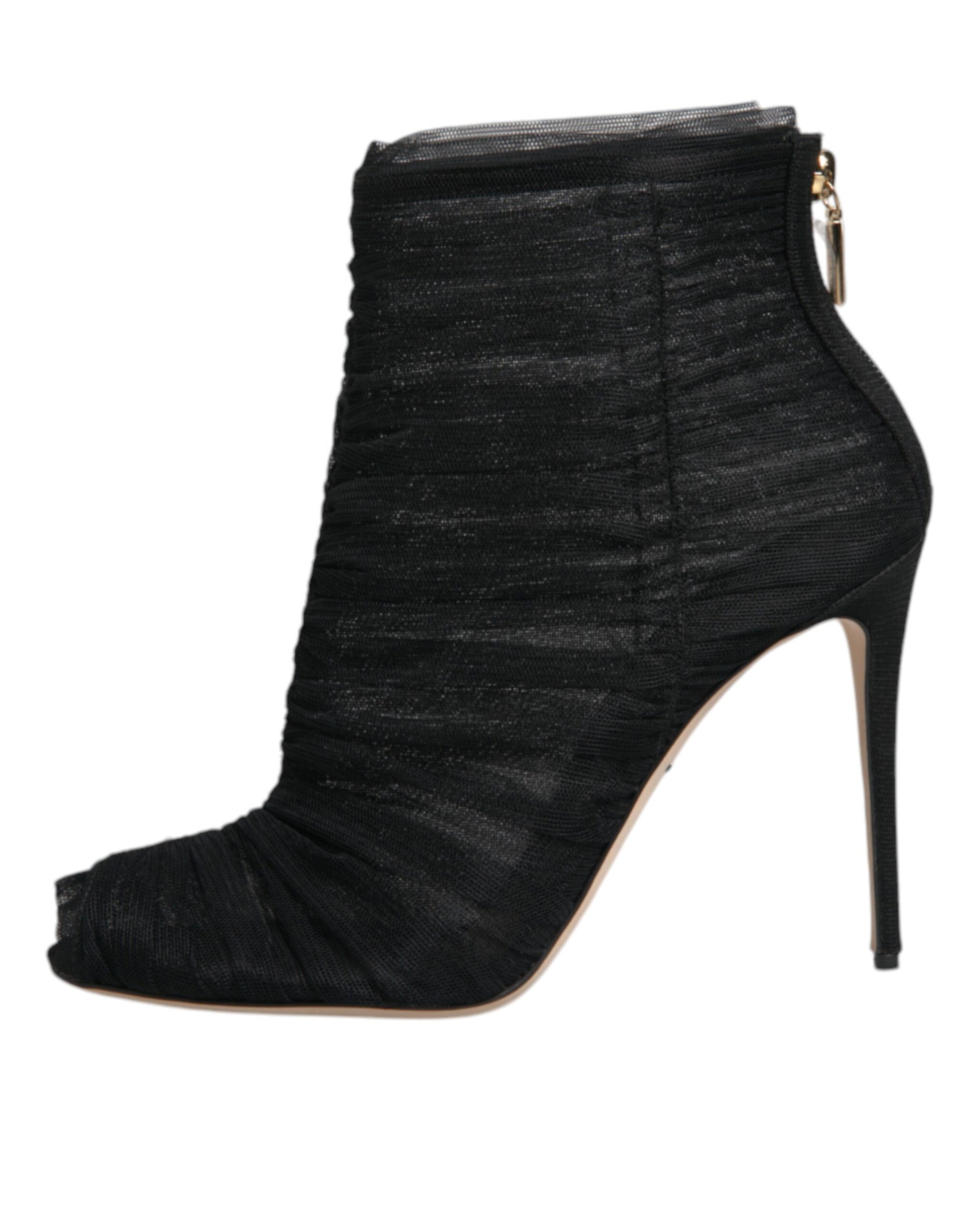 Bottines à talons aiguilles en maille noire
