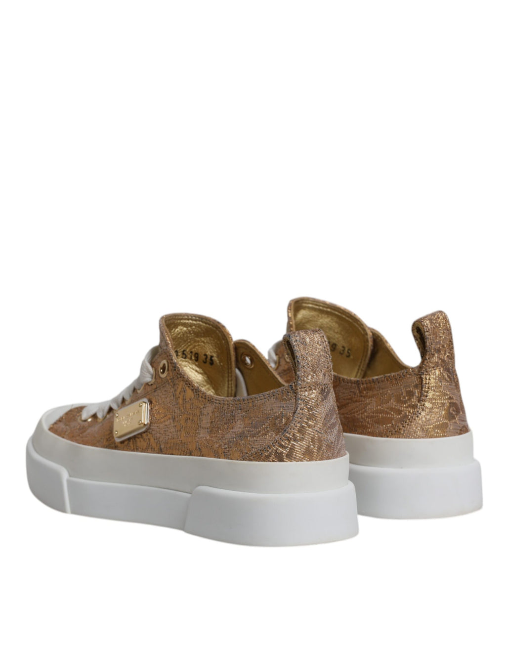 Sneakers basses blanches et or avec logo