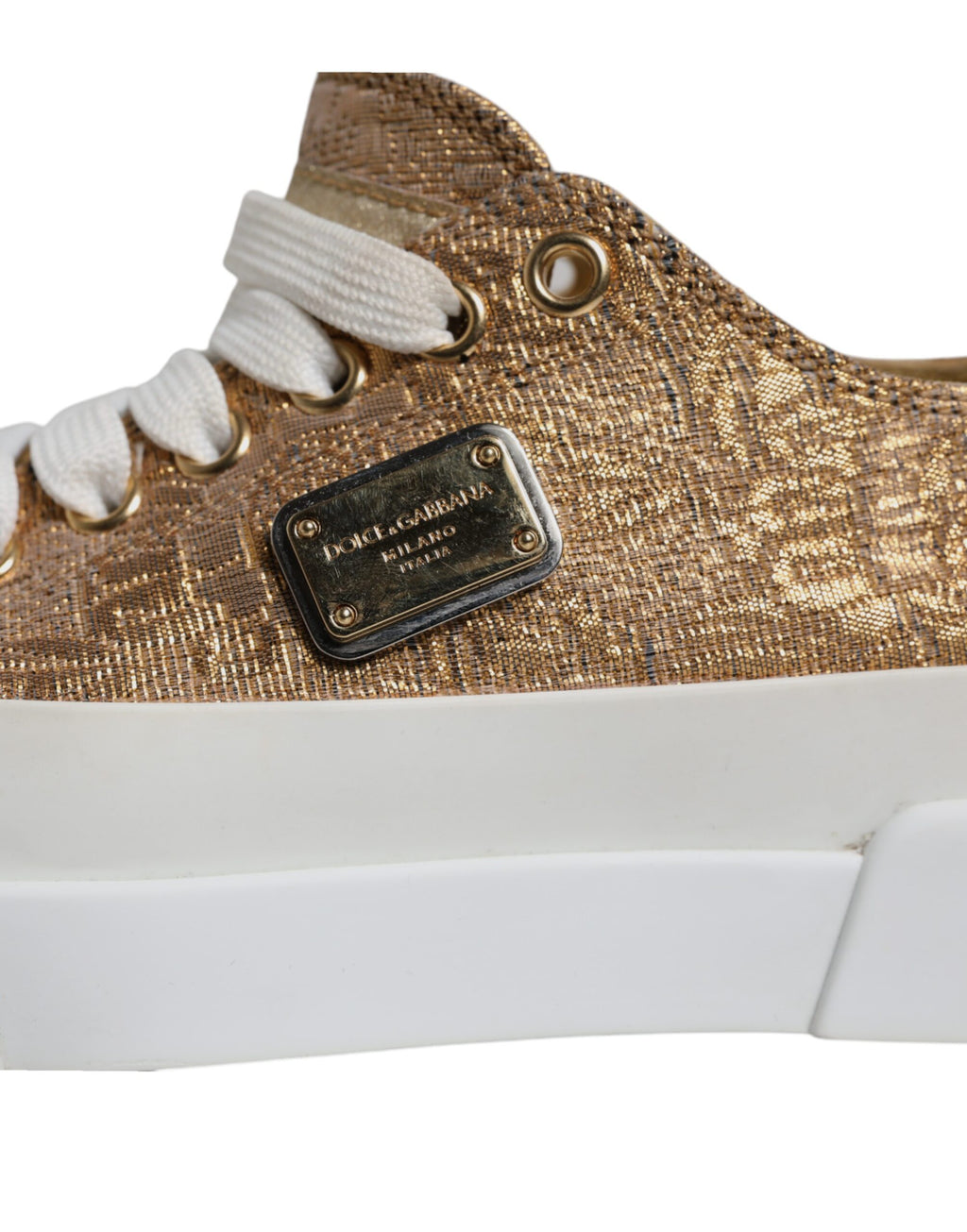 Sneakers basses blanches et or avec logo