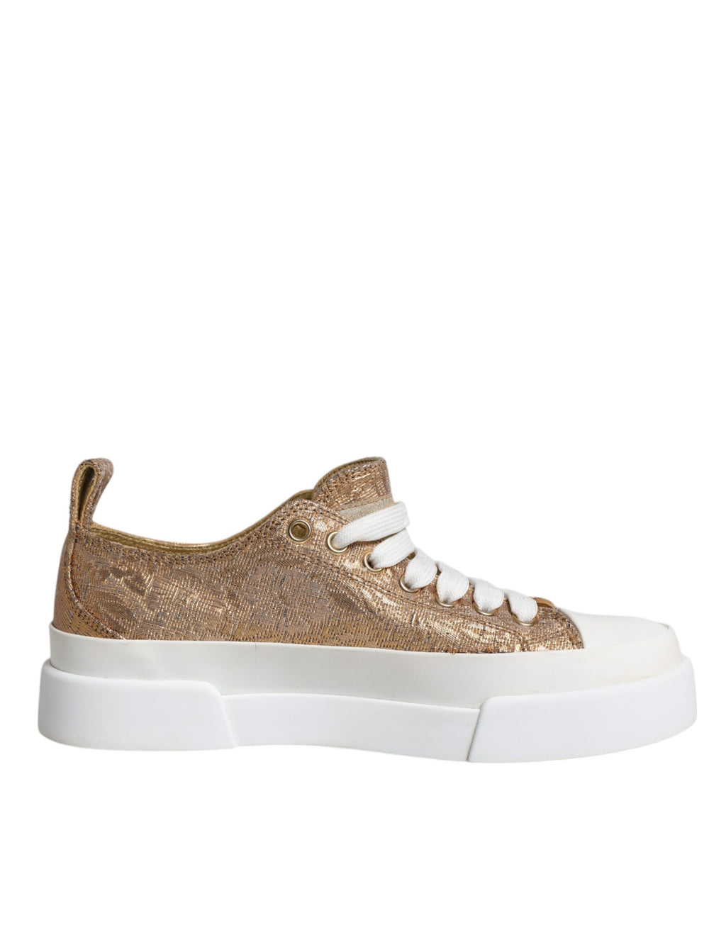 Sneakers basses blanches et or avec logo